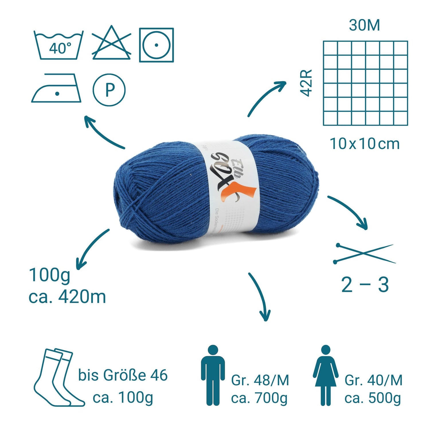 ElbSox Pier 4 | 100g Sockenwolle | 003 - Tiefseeblau - ggh Wolle
