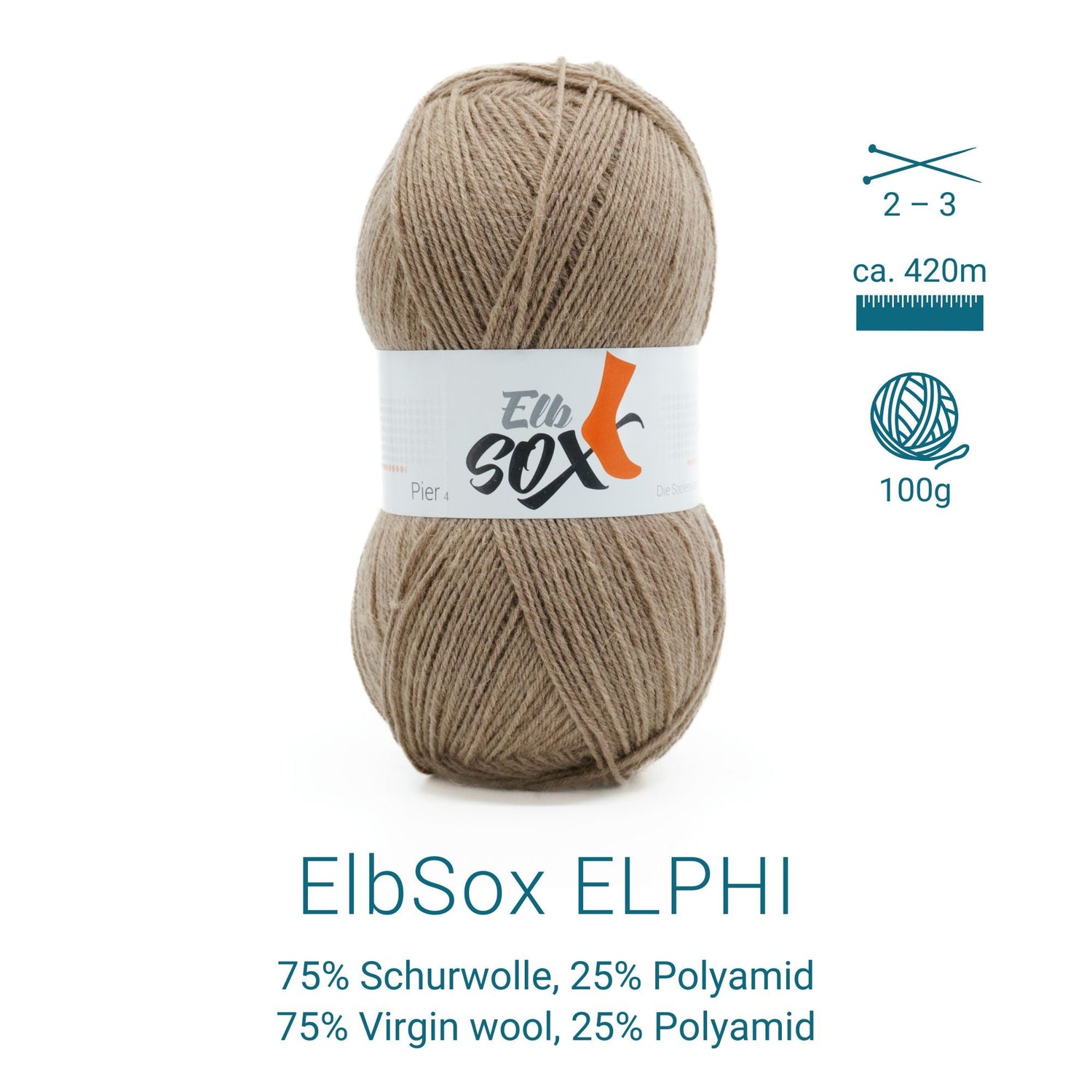 ElbSox Pier 4 | 100g Sockenwolle | 007 - Sandbeige - ggh Wolle