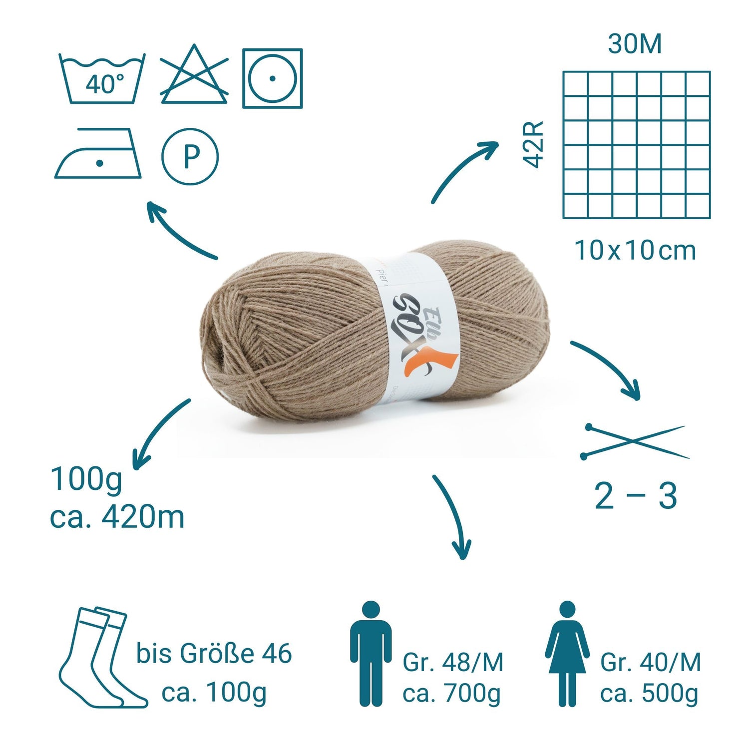 ElbSox Pier 4 | 100g Sockenwolle | 007 - Sandbeige - ggh Wolle