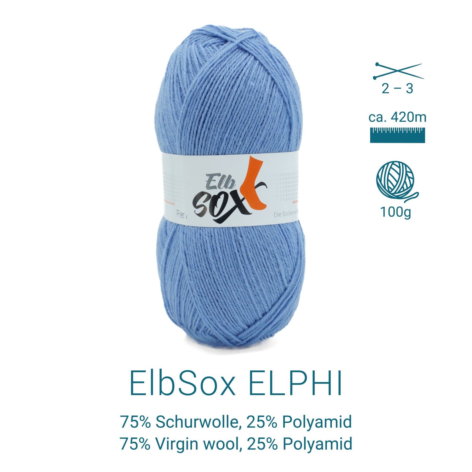 ElbSox Pier 4 | 100g Sockenwolle | 009 - Himmelblau - ggh Wolle