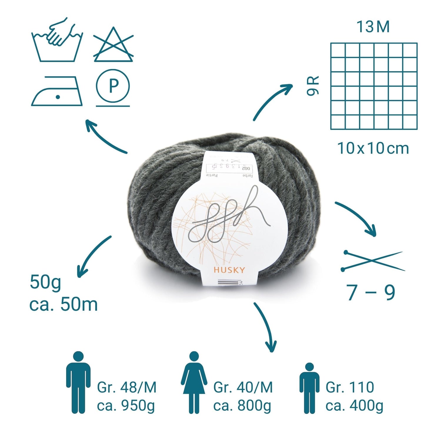 ggh Husky Box | 300g Set (6x50g) – 002 – Anthrazit - ggh Wolle