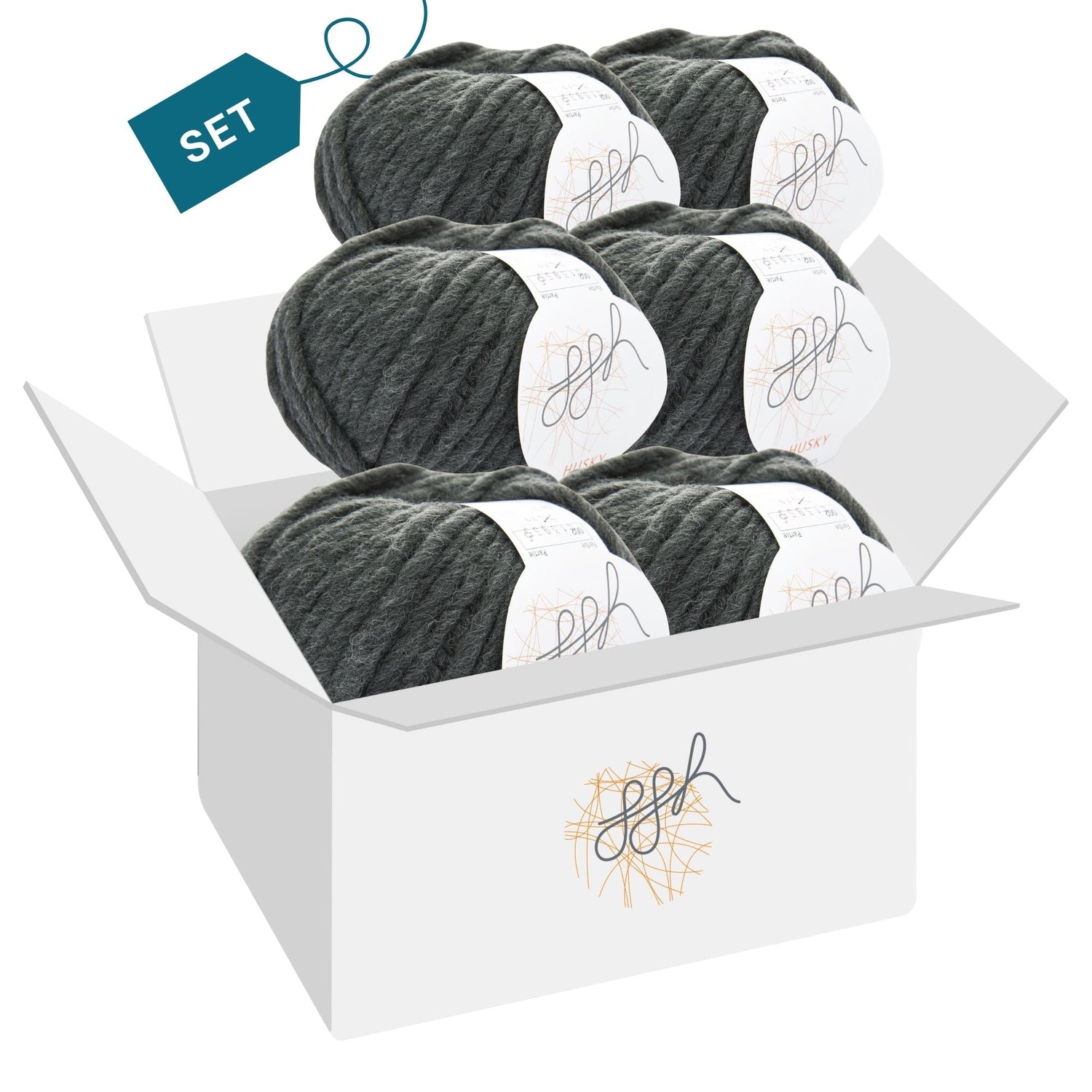 ggh Husky Box | 300g Set (6x50g) – 002 – Anthrazit - ggh Wolle