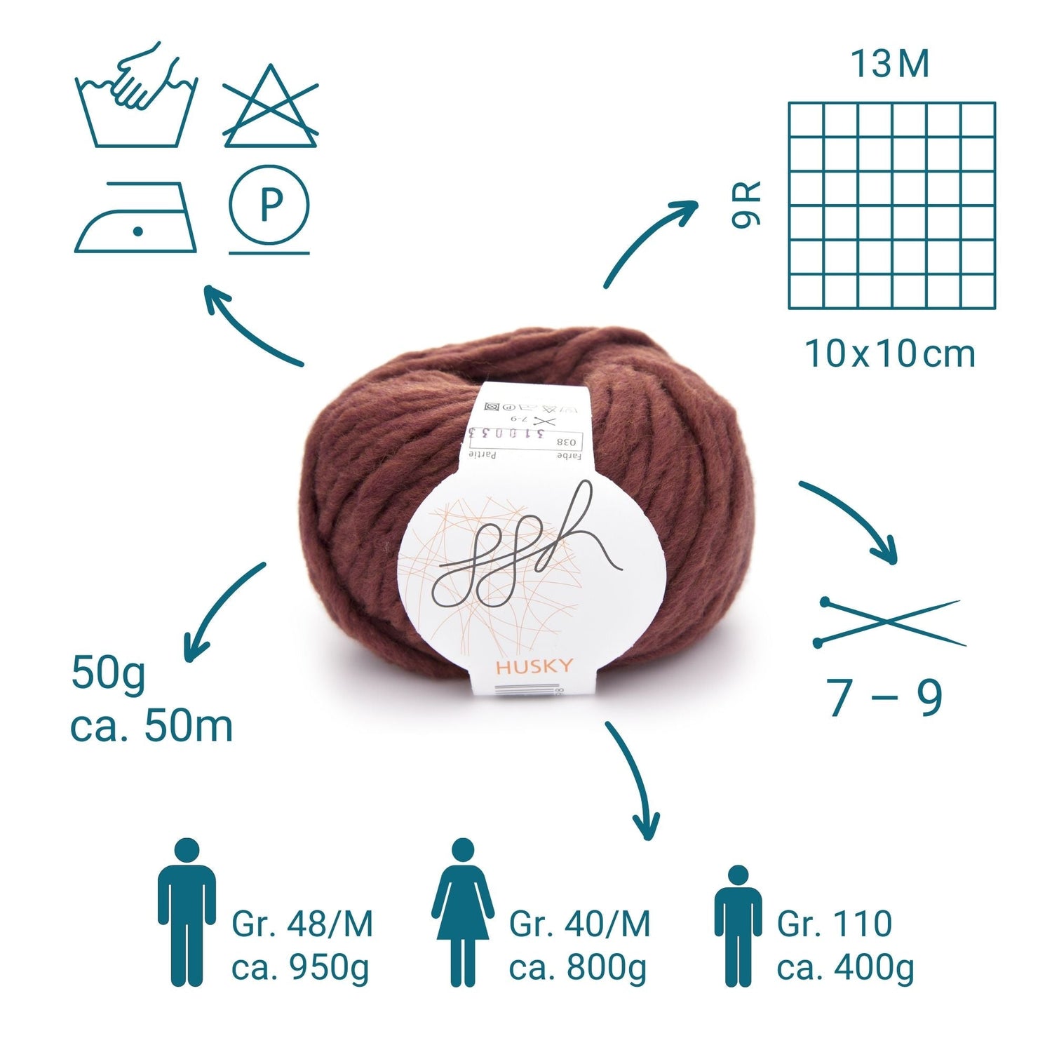 ggh Husky Box | 300g Set (6x50g) – 038 – Sequoiabraun - ggh Wolle