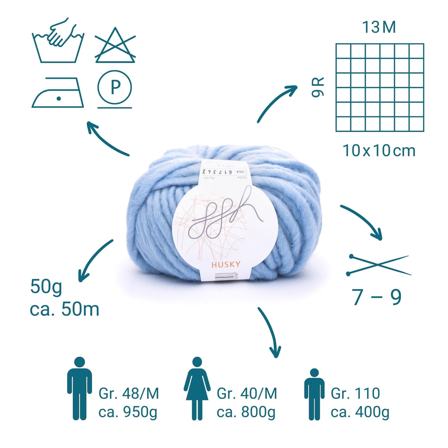 ggh Husky Box | 300g Set (6x50g) – 054 – Aquablau - ggh Wolle