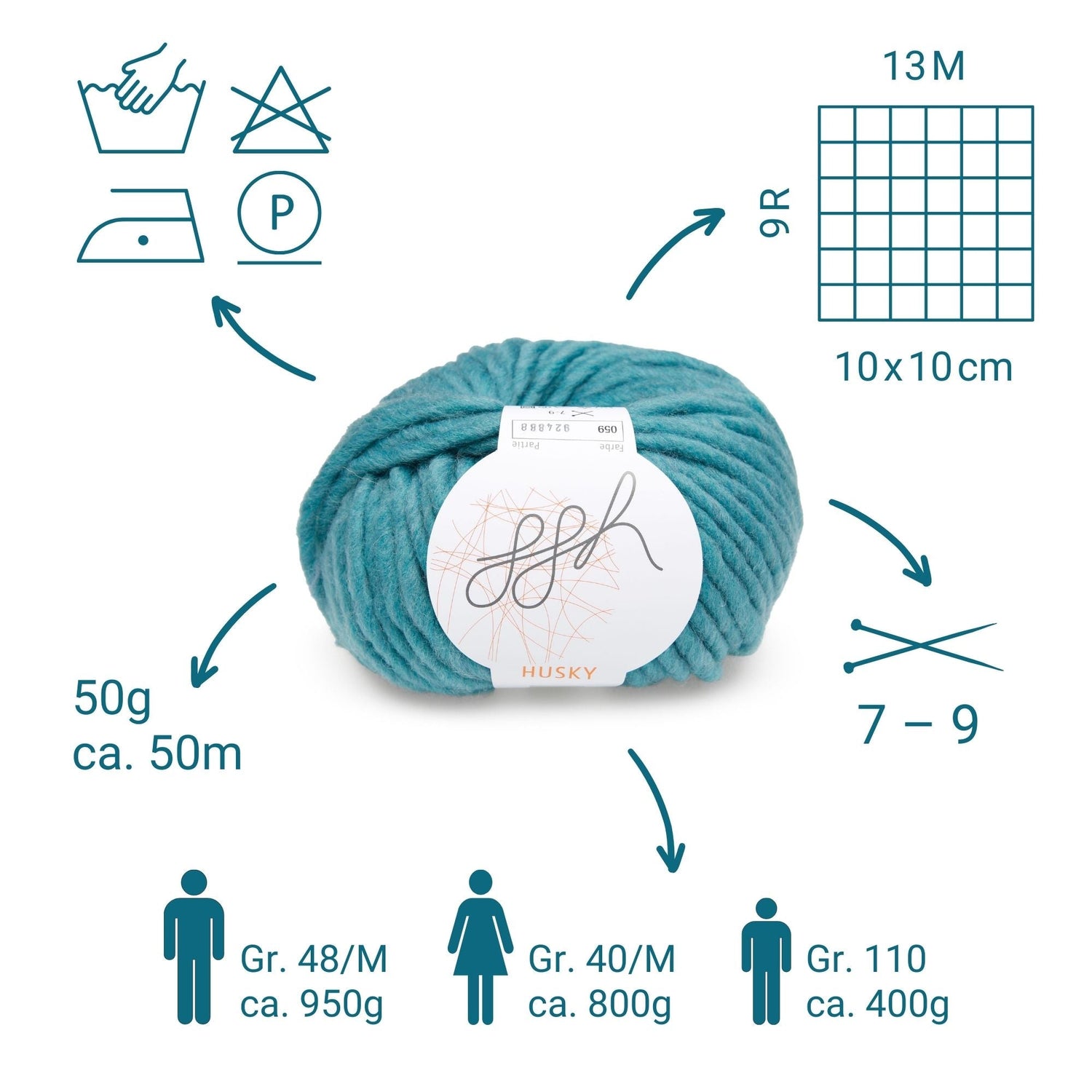 ggh Husky Box | 300g Set (6x50g) – 059 – Pastell Petrol - ggh Wolle