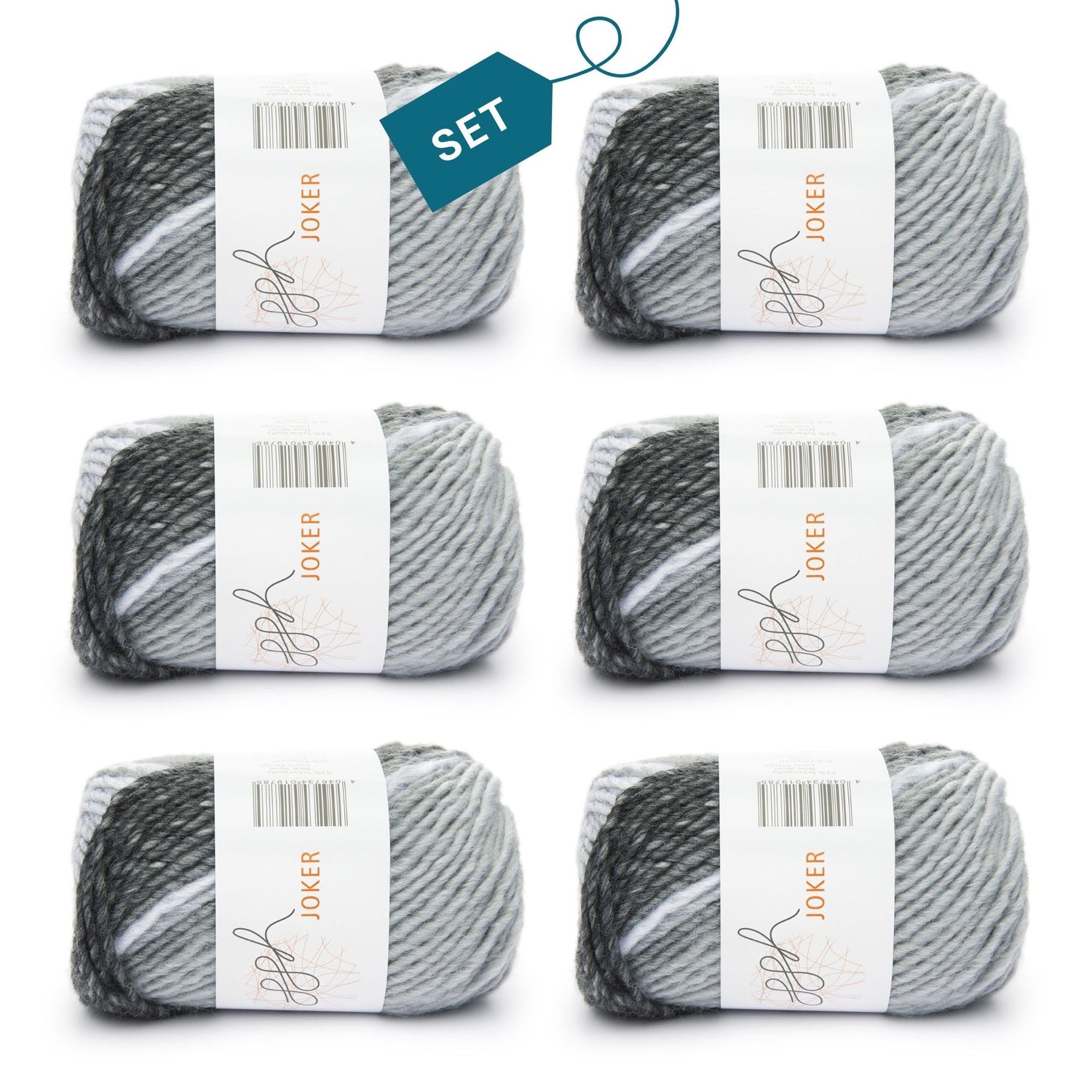 ggh Joker Box | 300g Set (6x50g) | 001 - Schwarz - Grau meliert - ggh Wolle