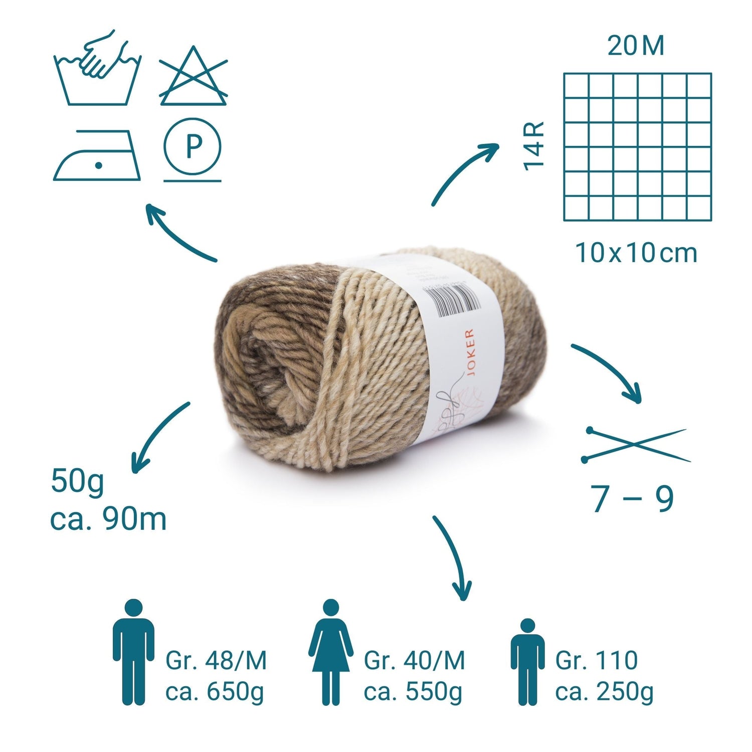 ggh Joker Box | 300g Set (6x50g) | 010 - Ecru - Braun meliert - ggh Wolle