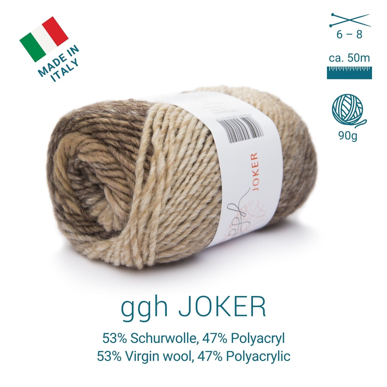 ggh Joker Box | 300g Set (6x50g) | 010 - Ecru - Braun meliert - ggh Wolle