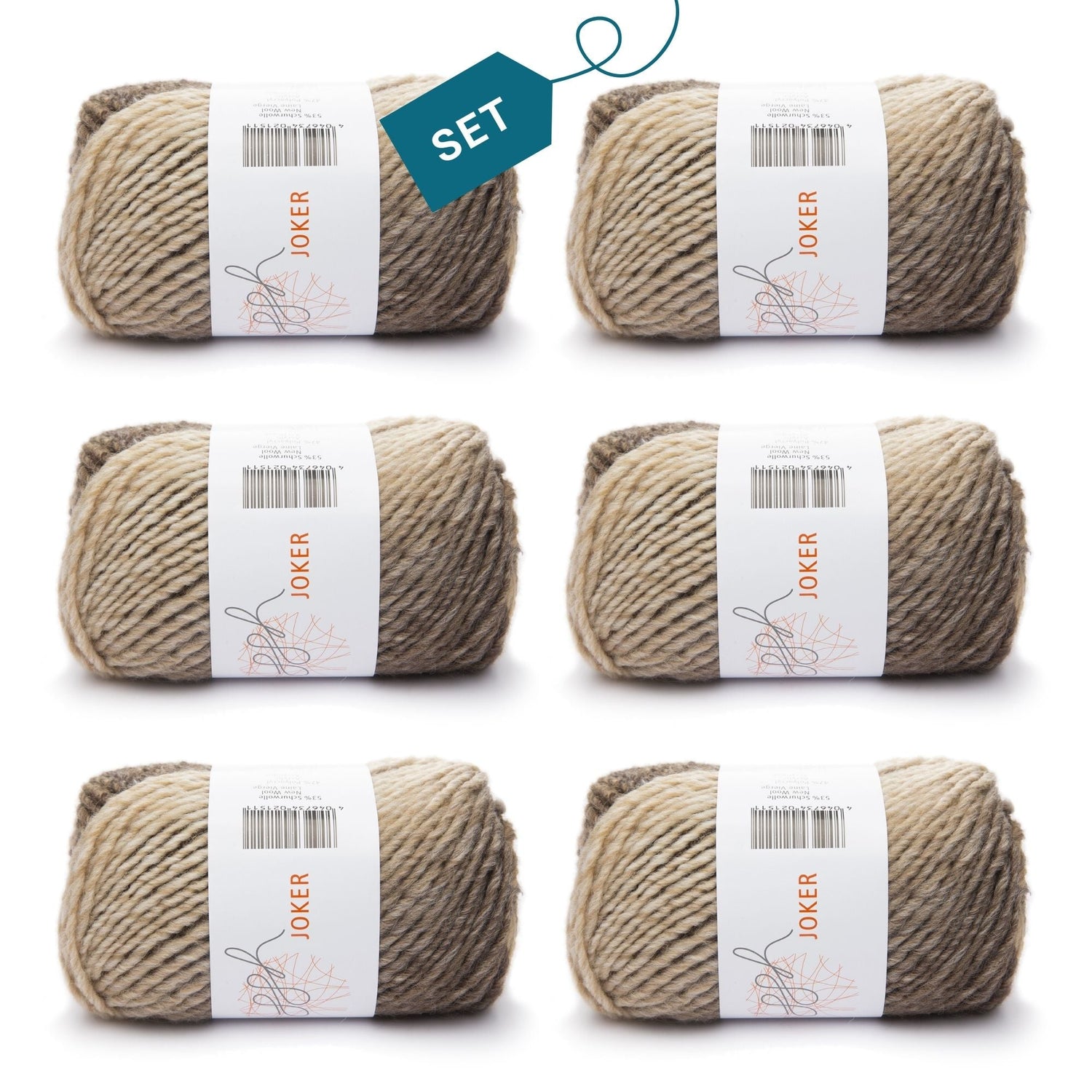 ggh Joker Box | 300g Set (6x50g) | 010 - Ecru - Braun meliert - ggh Wolle