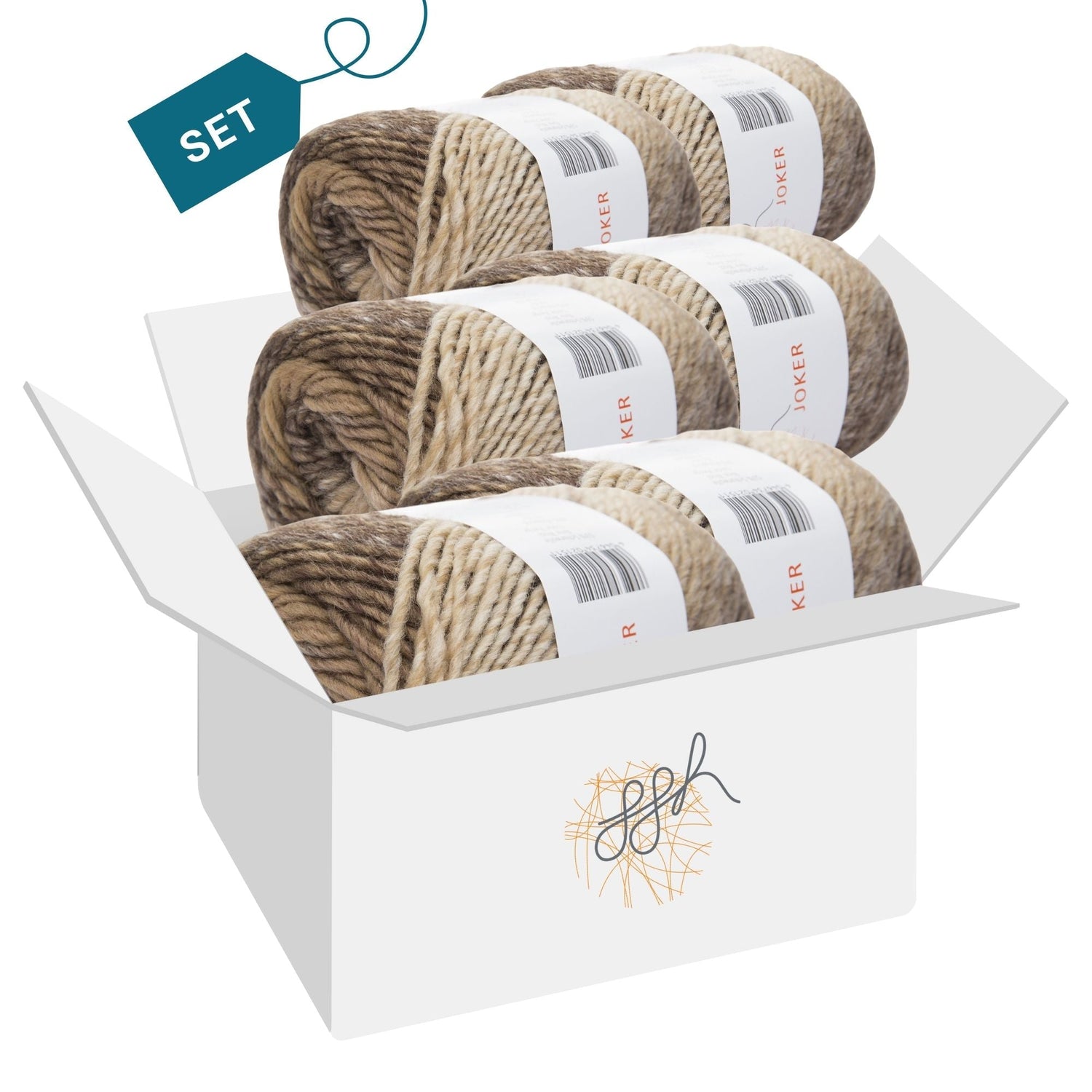 ggh Joker Box | 300g Set (6x50g) | 010 - Ecru - Braun meliert - ggh Wolle