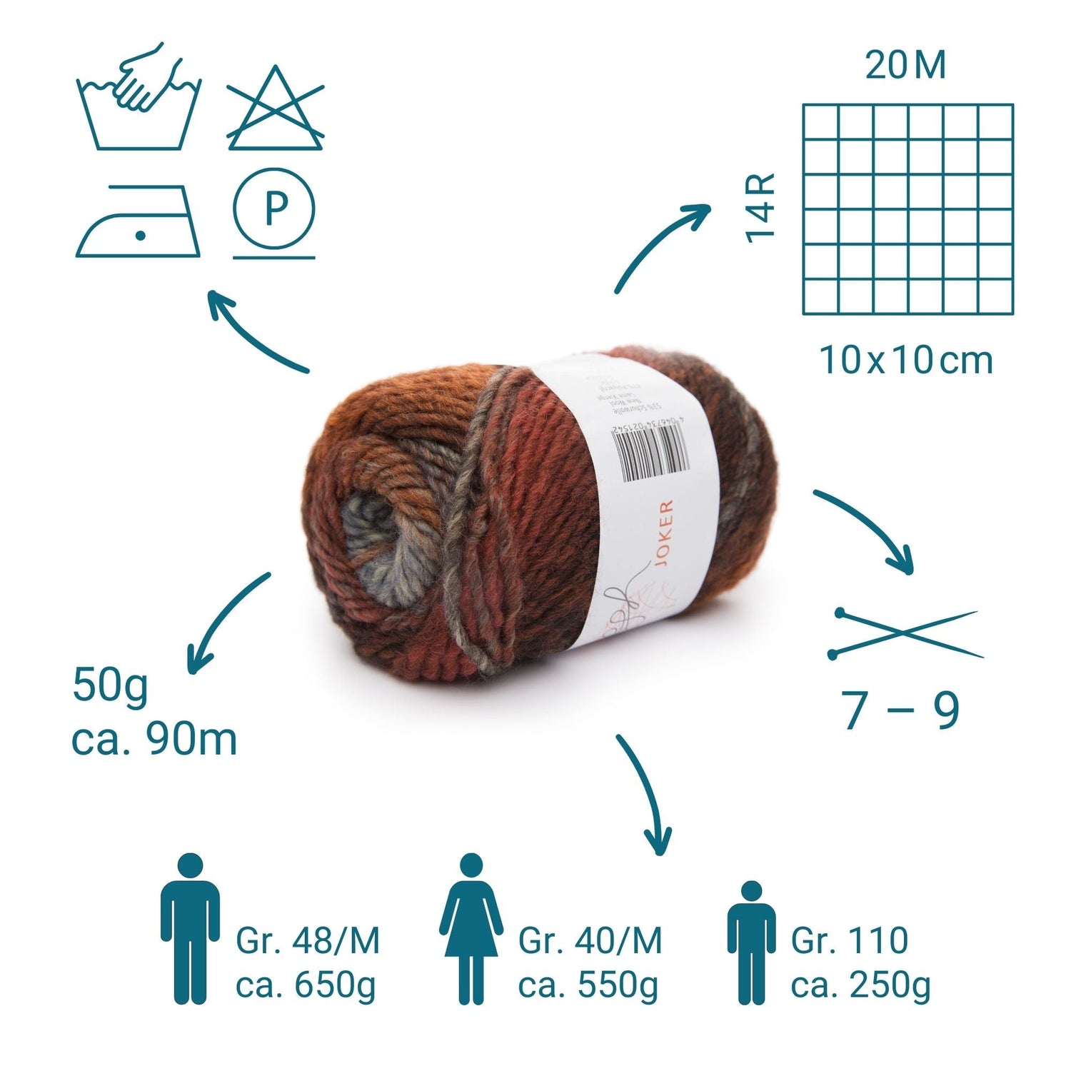 ggh Joker Box | 300g Set (6x50g) | 013 - Braun - Rost meliert - ggh Wolle