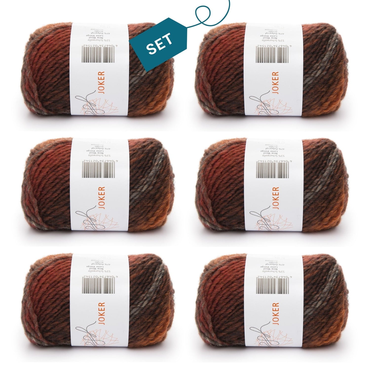 ggh Joker Box | 300g Set (6x50g) | 013 - Braun - Rost meliert - ggh Wolle