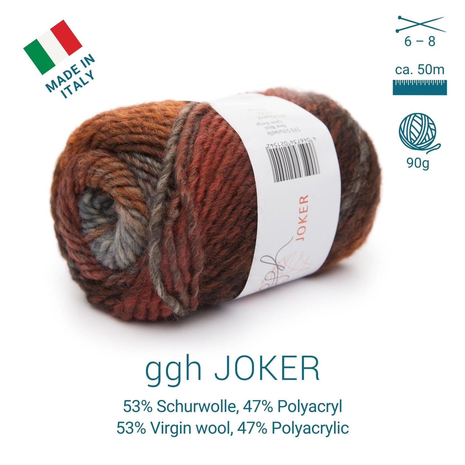 ggh Joker Box | 300g Set (6x50g) | 013 - Braun - Rost meliert - ggh Wolle