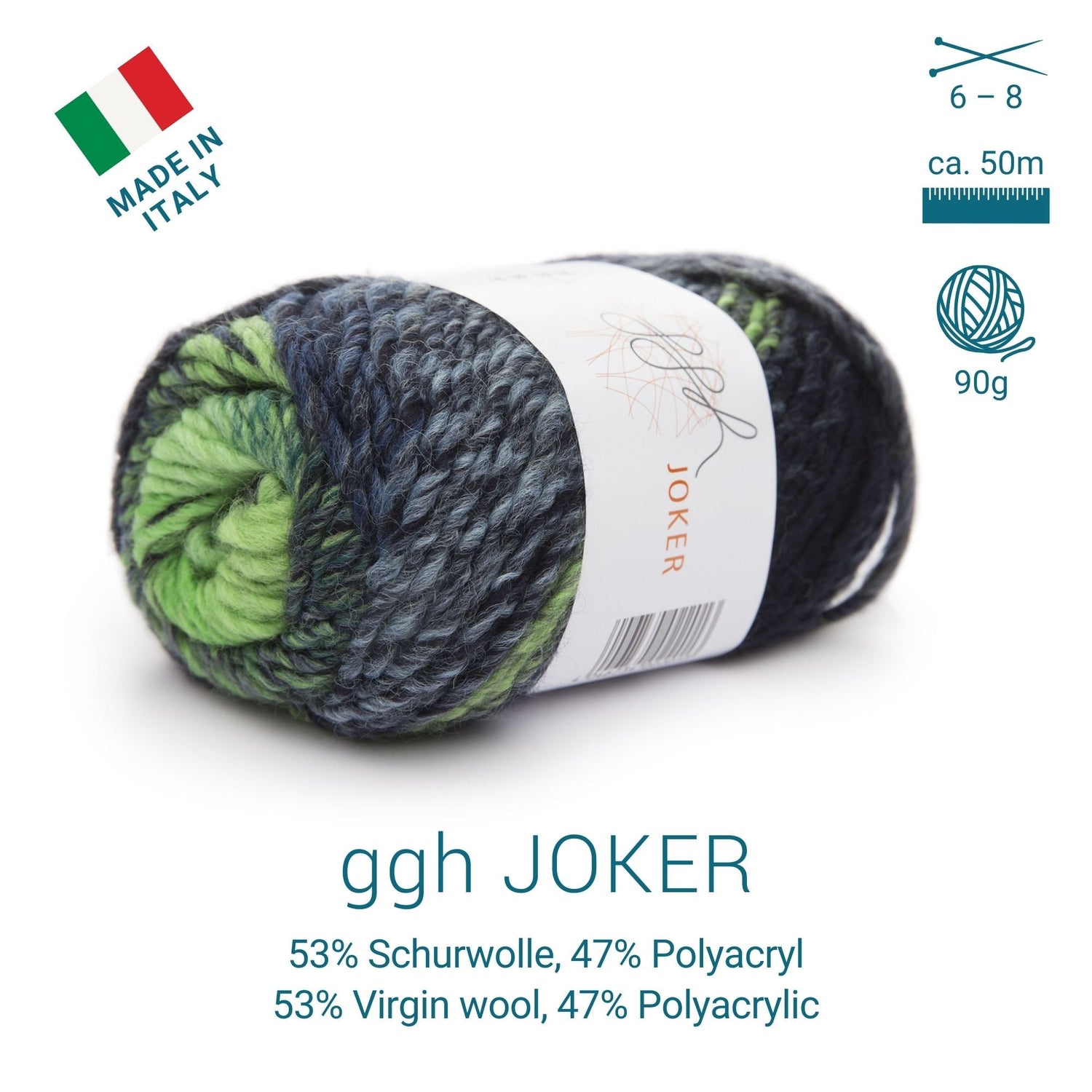 ggh Joker Box | 300g Set (6x50g) | 016 - Grün - Marine meliert - ggh Wolle