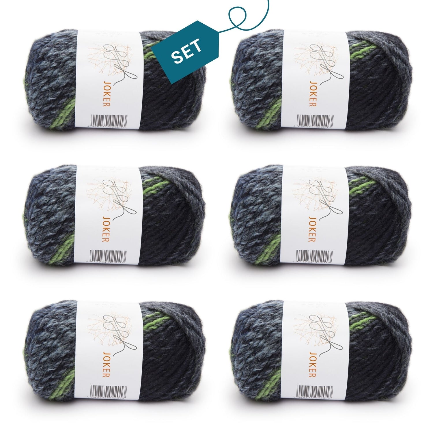 ggh Joker Box | 300g Set (6x50g) | 016 - Grün - Marine meliert - ggh Wolle