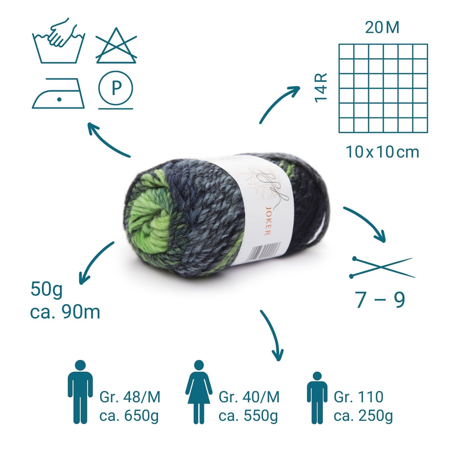 ggh Joker Box | 300g Set (6x50g) | 016 - Grün - Marine meliert - ggh Wolle