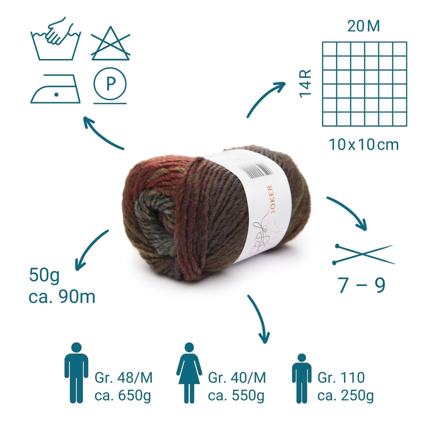 ggh Joker Box | 300g Set (6x50g) | 017 - Braunrot - Oliv meliert - ggh Wolle