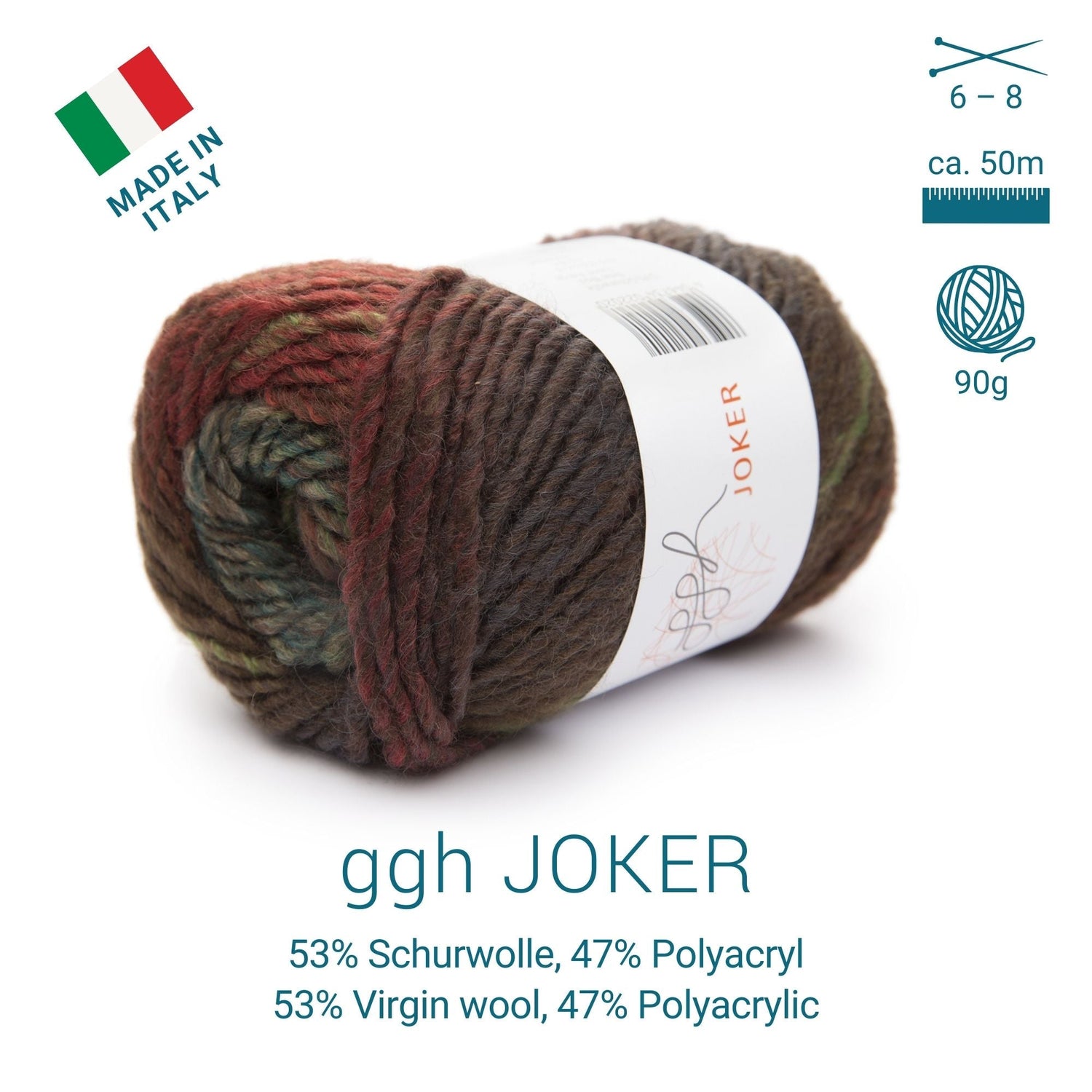 ggh Joker Box | 300g Set (6x50g) | 017 - Braunrot - Oliv meliert - ggh Wolle
