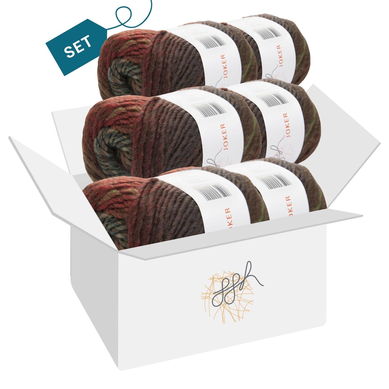 ggh Joker Box | 300g Set (6x50g) | 017 - Braunrot - Oliv meliert - ggh Wolle