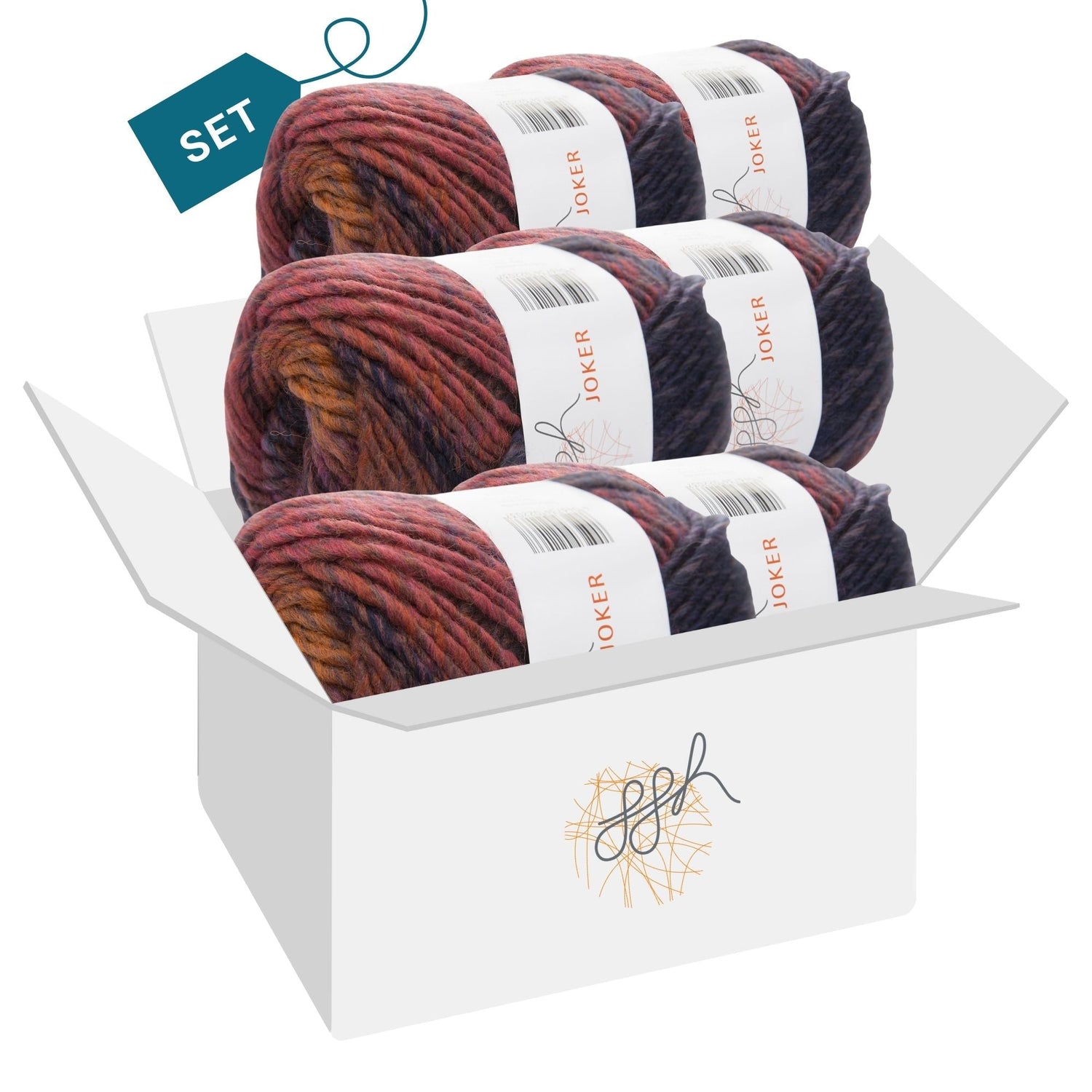 ggh Joker Box | 300g Set (6x50g) | 018 - Lila - Brau meliert - ggh Wolle