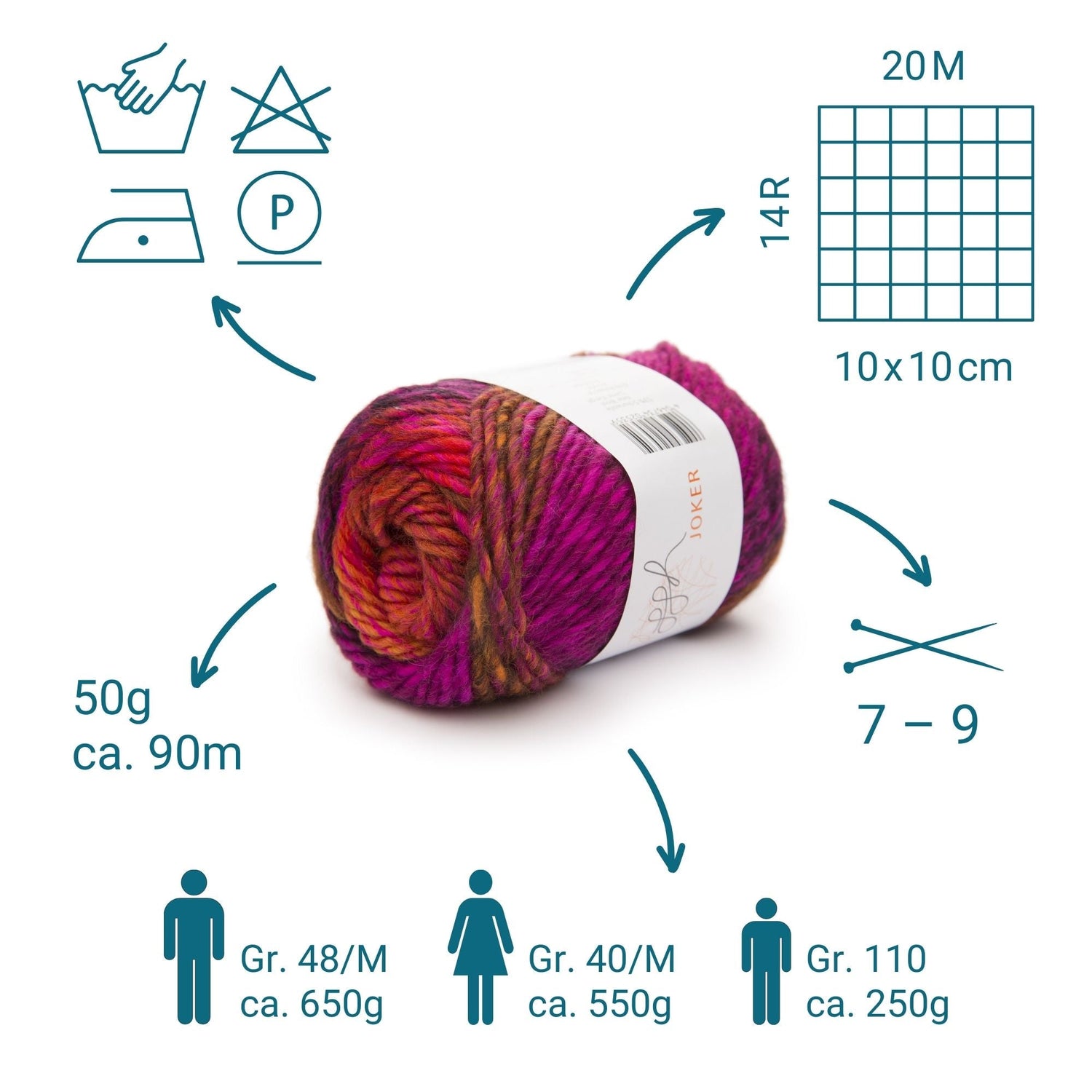 ggh Joker Box | 300g Set (6x50g) | 021 - Orange - Pink meliert - ggh Wolle