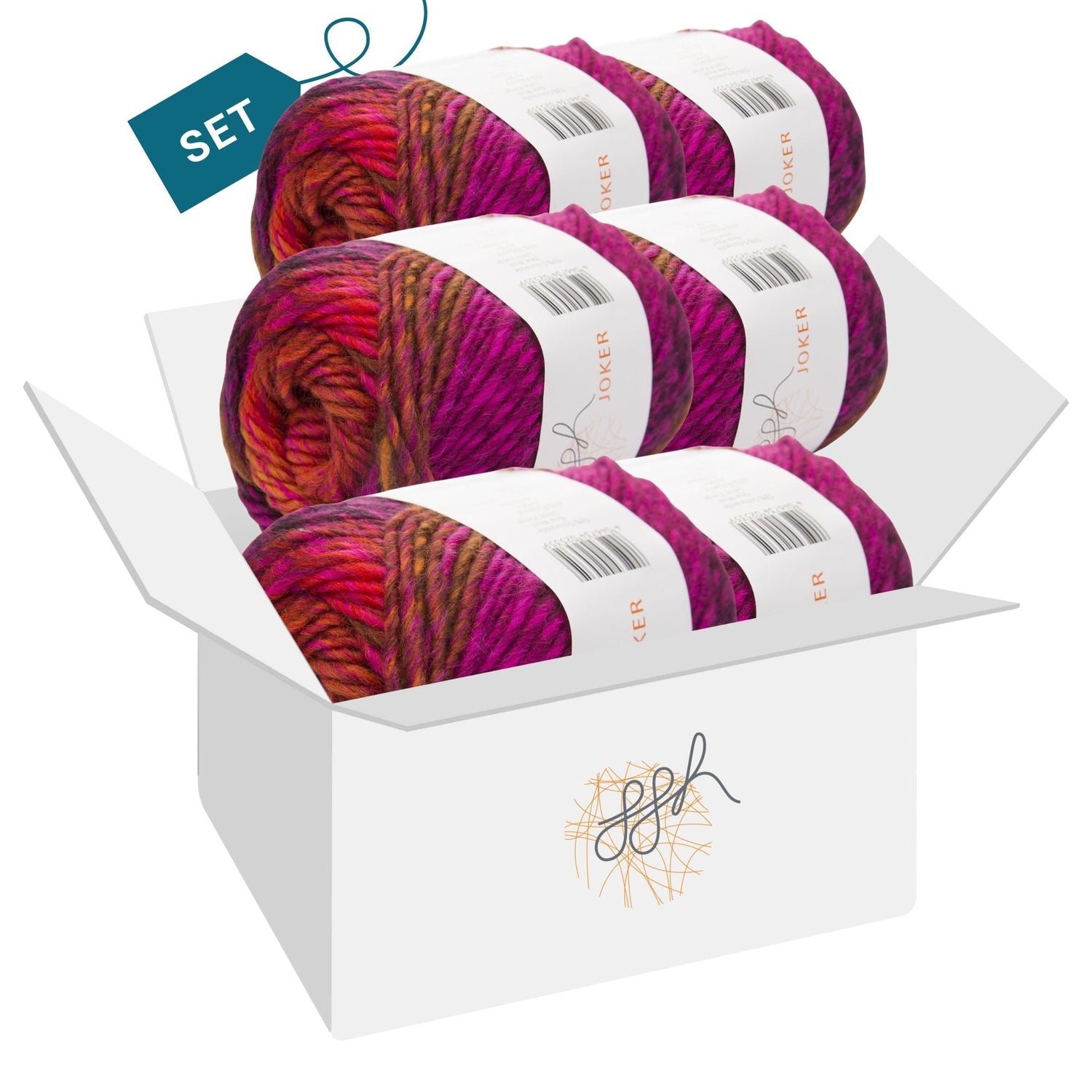 ggh Joker Box | 300g Set (6x50g) | 021 - Orange - Pink meliert - ggh Wolle