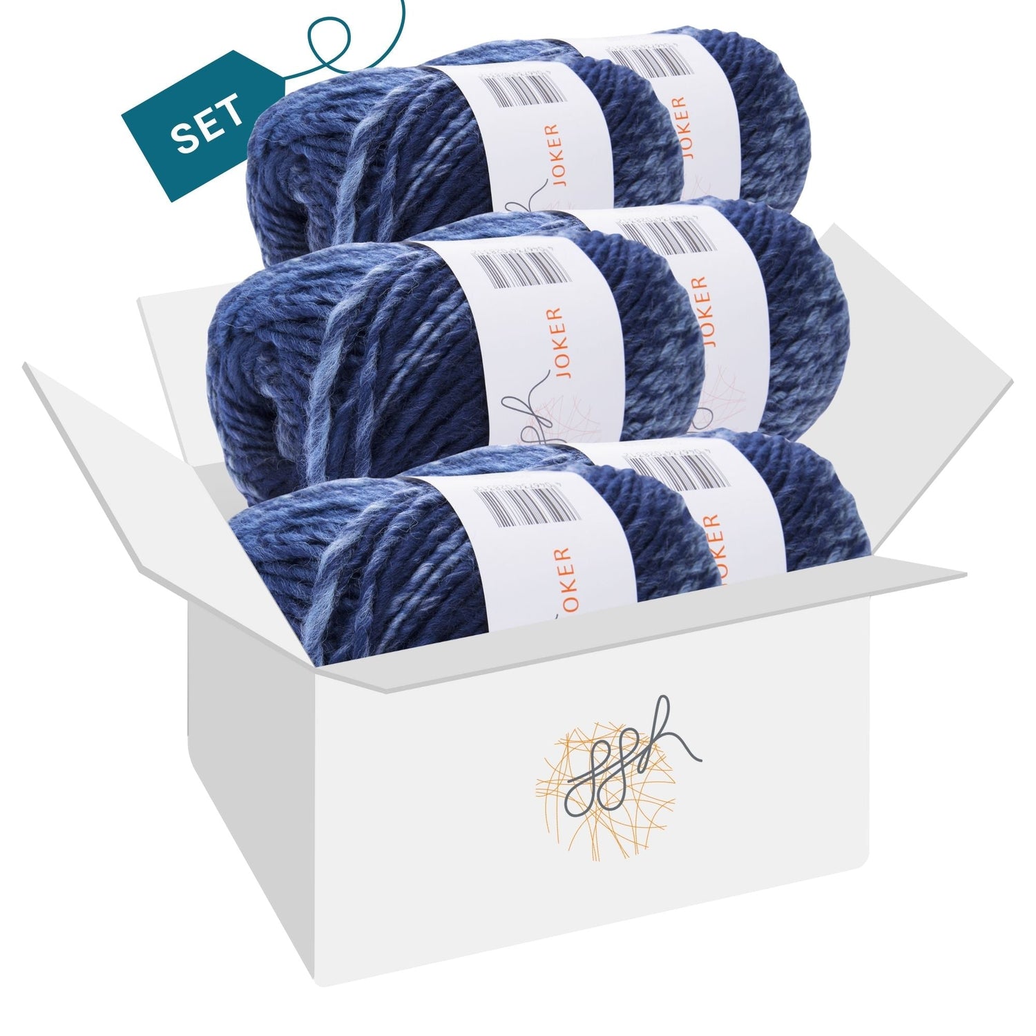 ggh Joker Box | 300g Set (6x50g) | 022 - Marine - Jeans - Blau meliert - ggh Wolle
