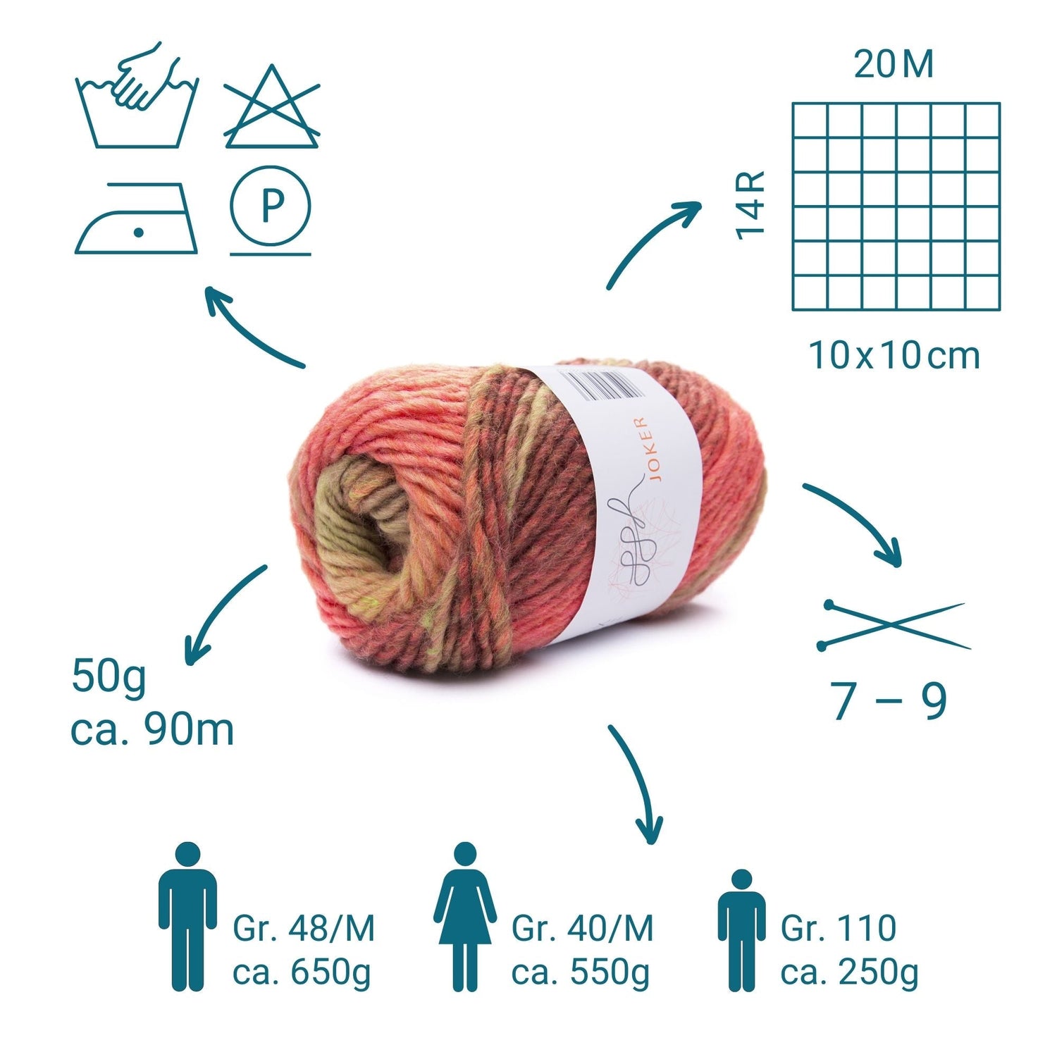 ggh Joker Box | 300g Set (6x50g) | 025 - Koralle - Orange - Rost meliert - ggh Wolle