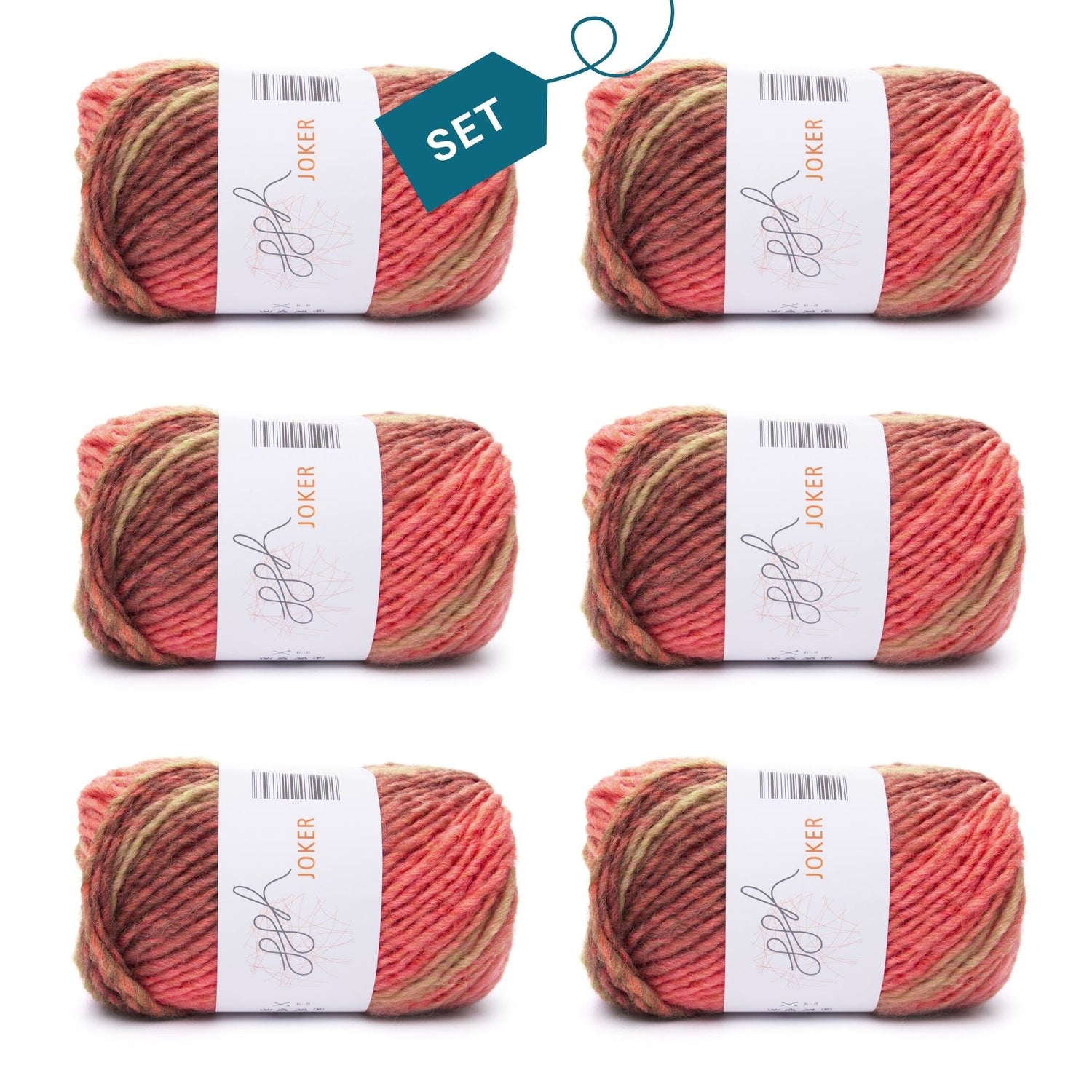 ggh Joker Box | 300g Set (6x50g) | 025 - Koralle - Orange - Rost meliert - ggh Wolle