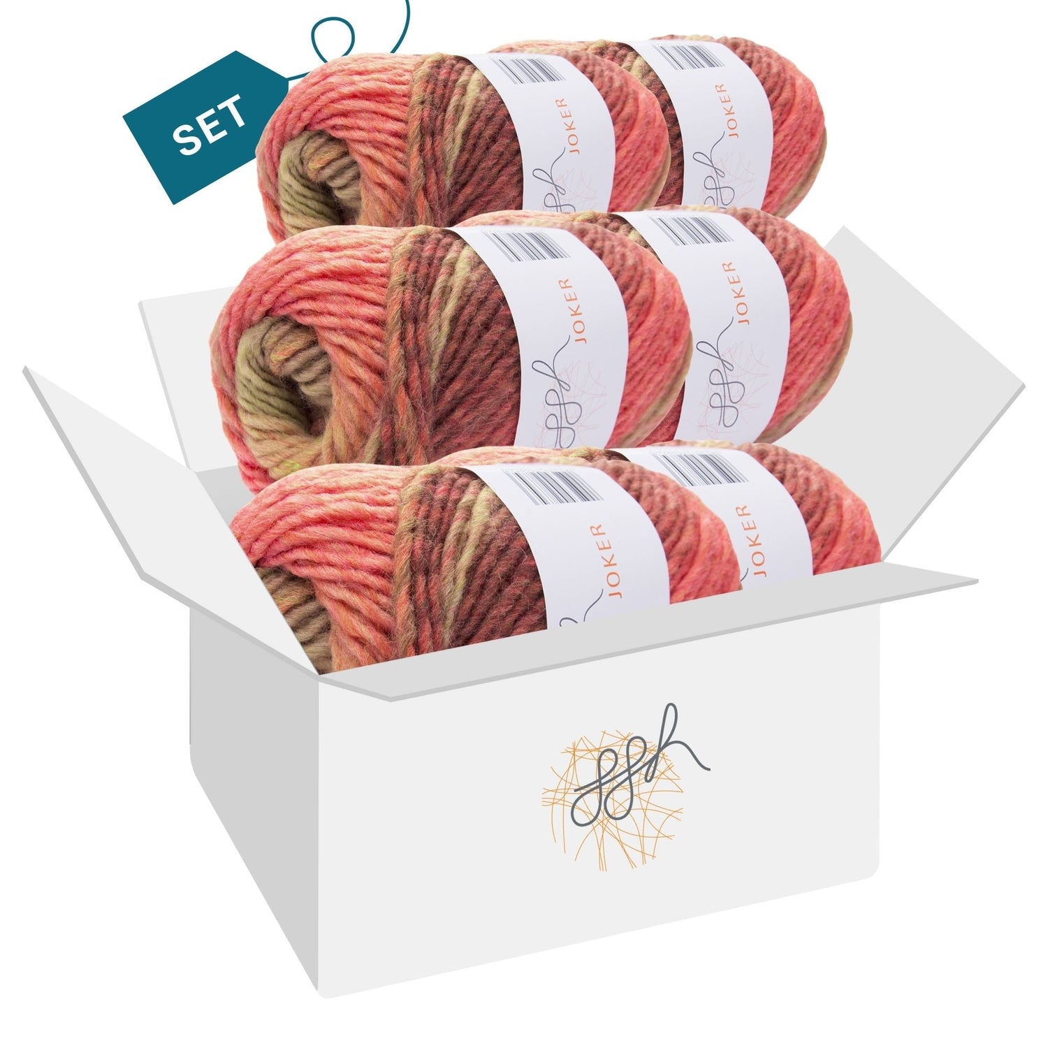 ggh Joker Box | 300g Set (6x50g) | 025 - Koralle - Orange - Rost meliert - ggh Wolle
