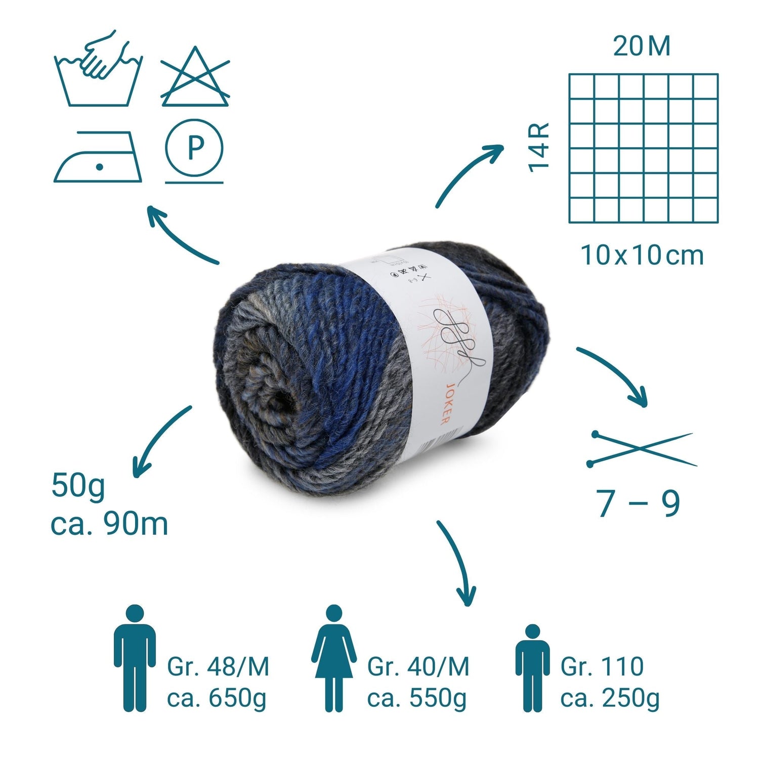 ggh Joker Box | 300g Set (6x50g) | 026 - Blau - Grau - Beige - ggh Wolle