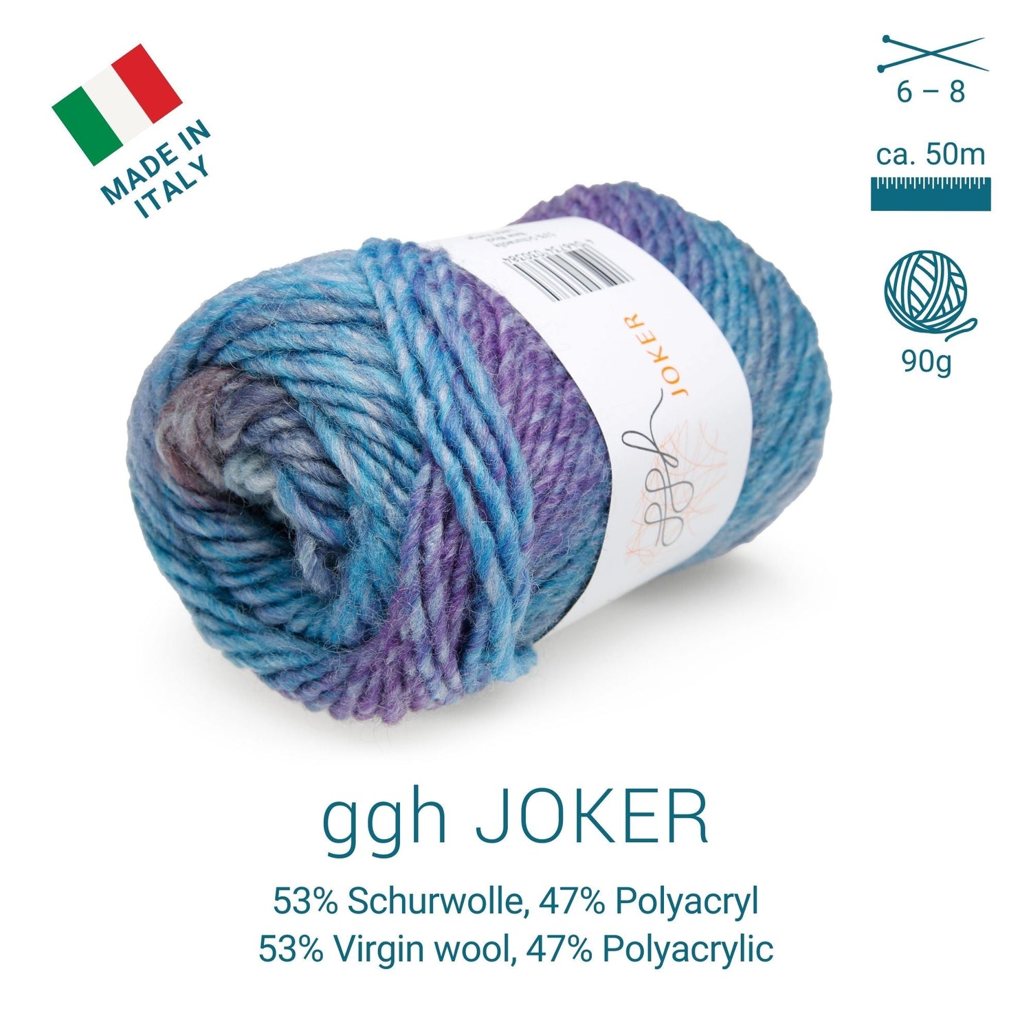 ggh Joker Box | 300g Set (6x50g) | 027 - Lila - Mauve - Blau meliert - ggh Wolle