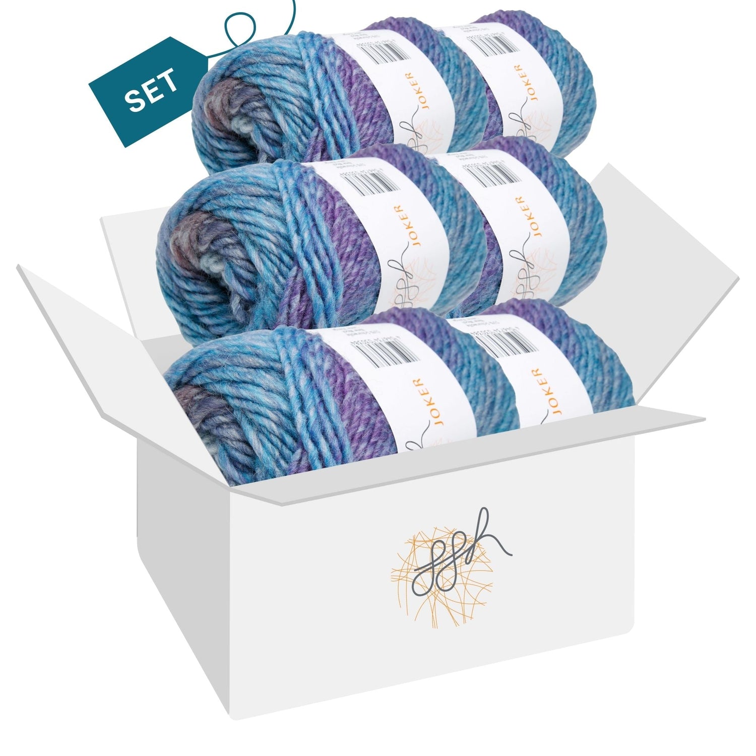 ggh Joker Box | 300g Set (6x50g) | 027 - Lila - Mauve - Blau meliert - ggh Wolle