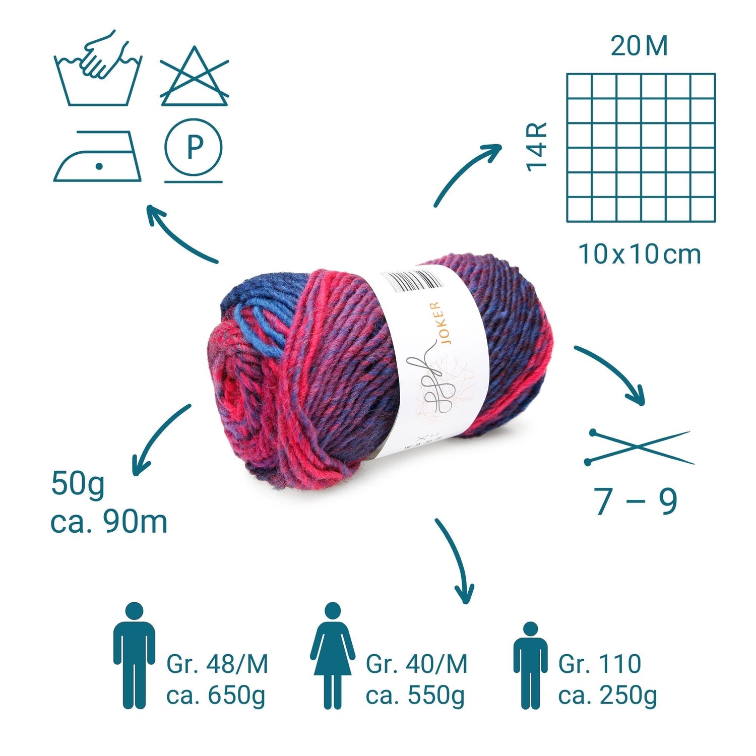 ggh Joker Box | 300g Set (6x50g) | 029 - Magenta - Blau meliert - ggh Wolle