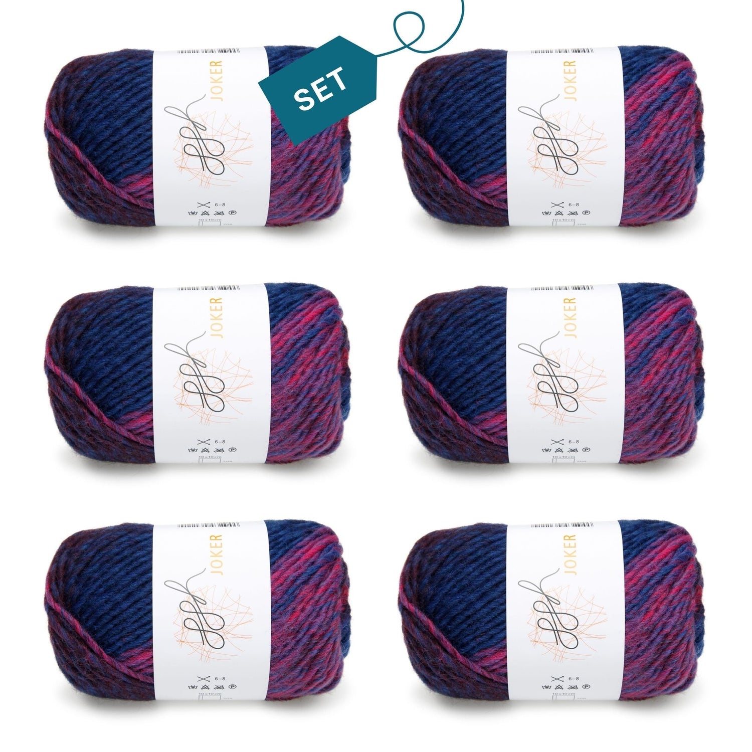 ggh Joker Box | 300g Set (6x50g) | 029 - Magenta - Blau meliert - ggh Wolle