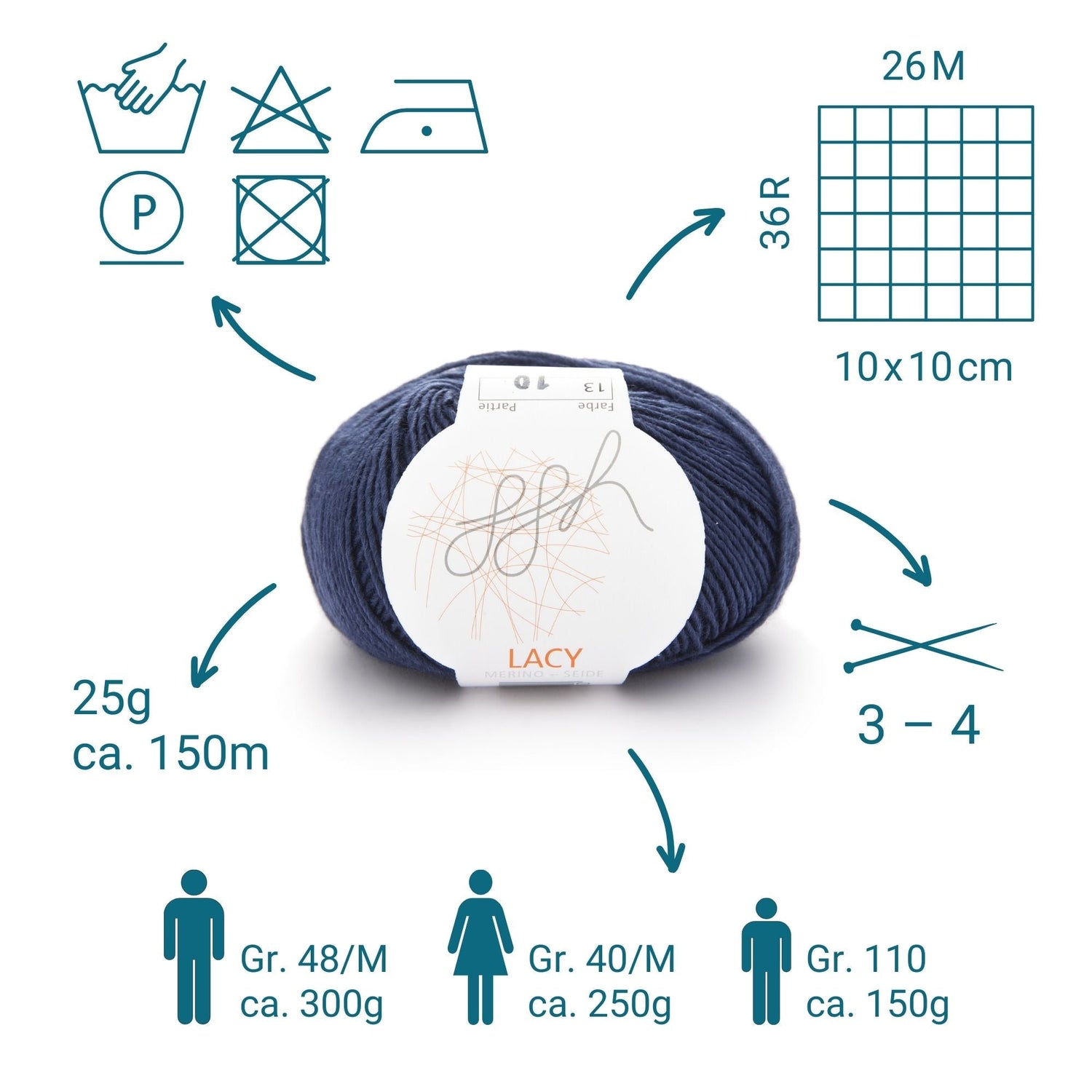 GGH Lacy | Merinowolle mit Seide | 25g - 150m | 013 - Dunkelblau - ggh Wolle