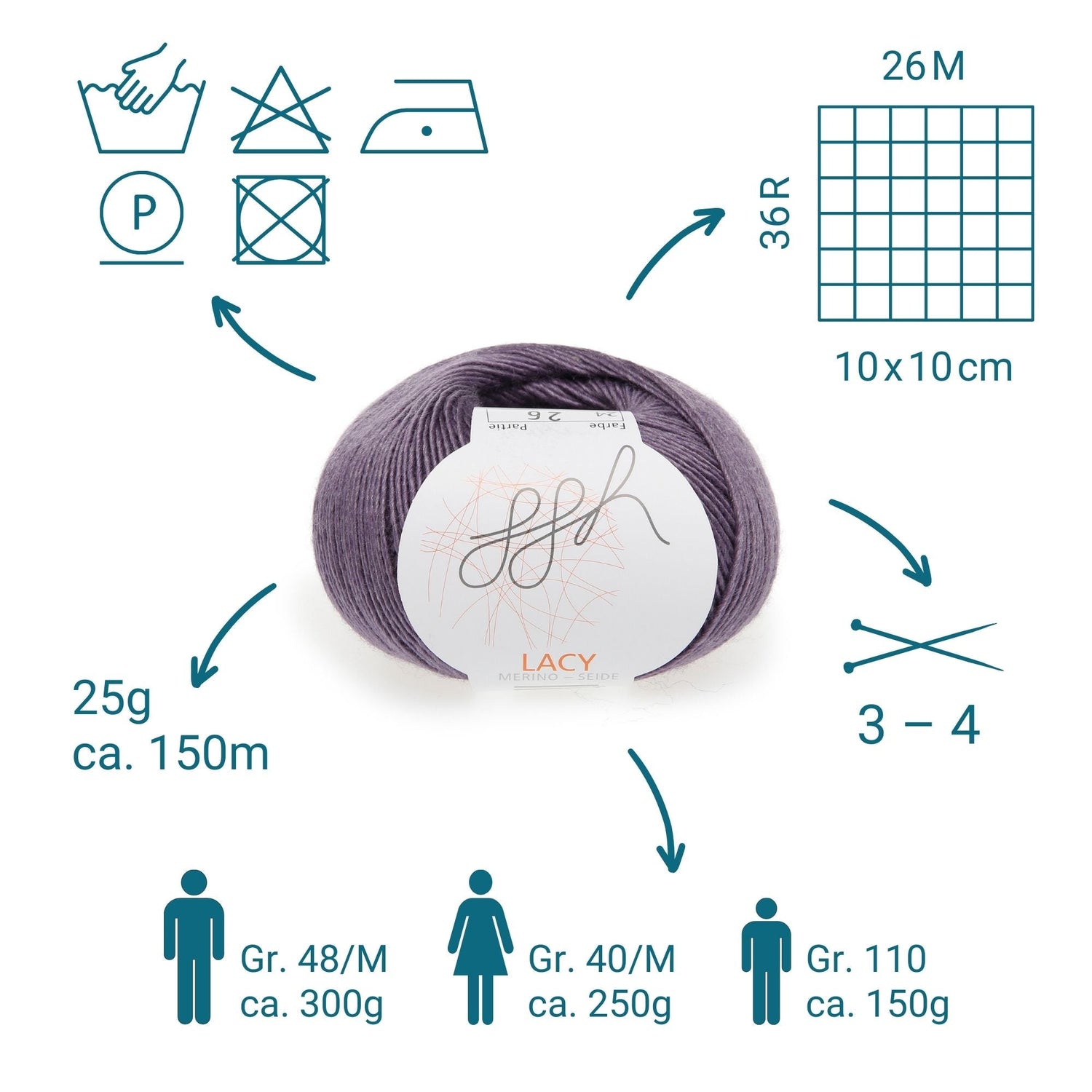 GGH Lacy | Merinowolle mit Seide | 25g - 150m | 024 - Mauve - ggh Wolle