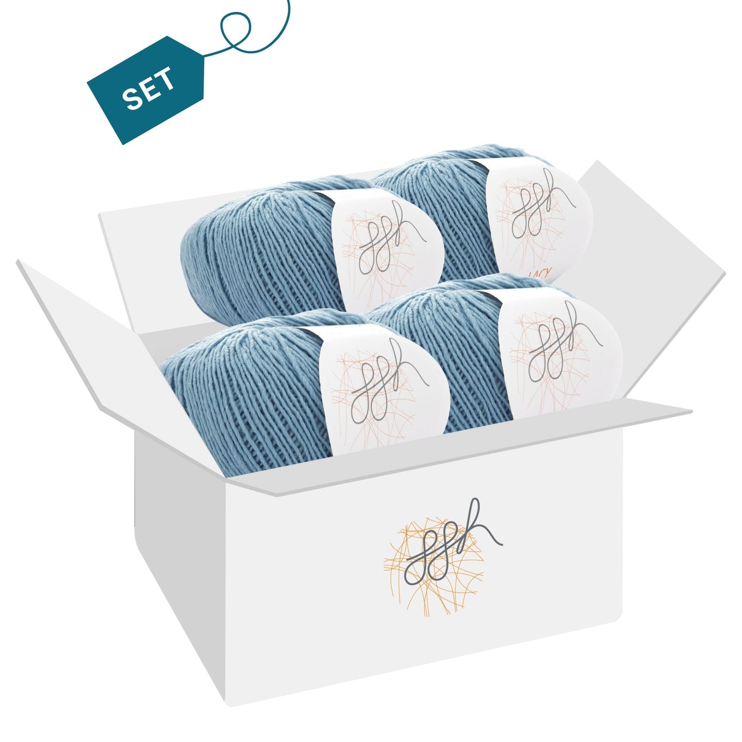 ggh Lacy | Set mit 4 x 25g (insg. 100g) - 004 - Eisblau - ggh Wolle