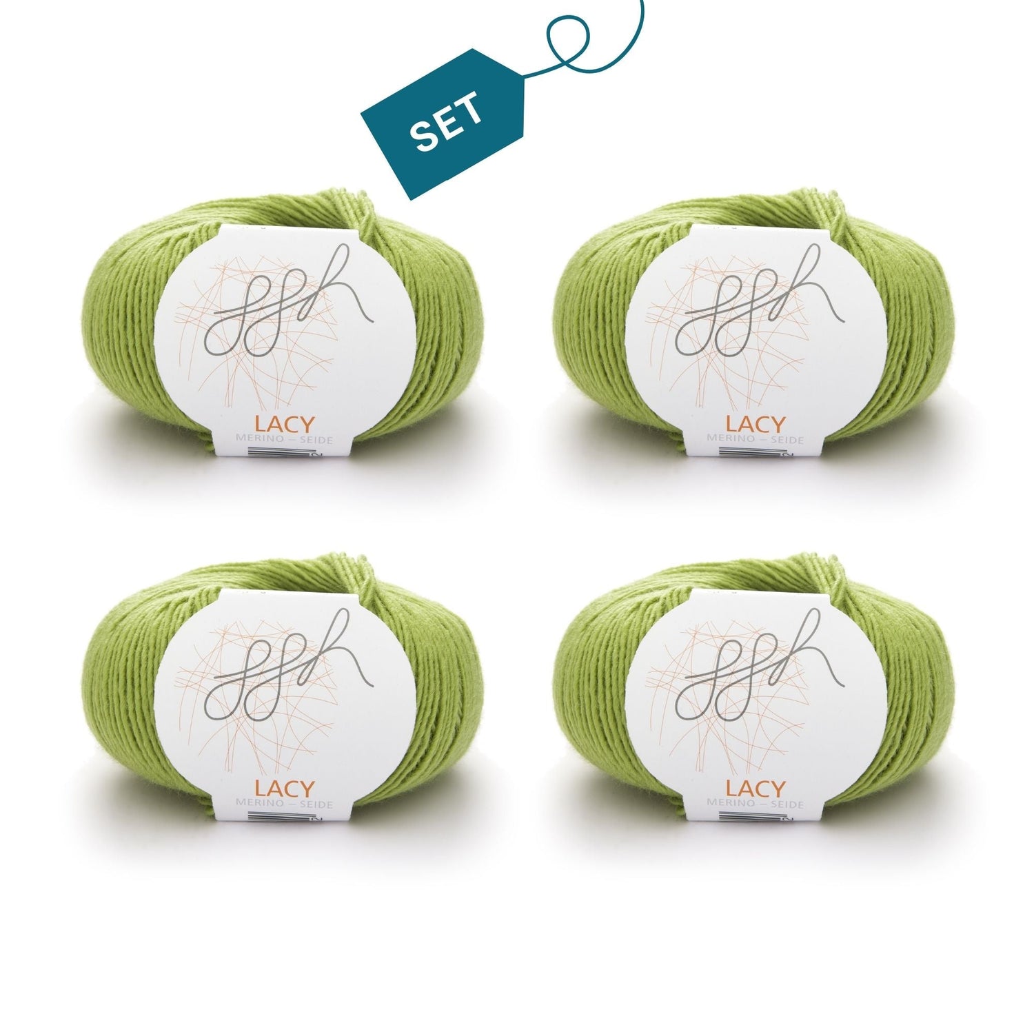 ggh Lacy | Set mit 4 x 25g (insg. 100g) - 006 - Apfelgrün - ggh Wolle