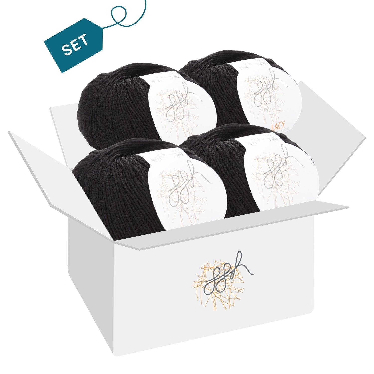 ggh Lacy | Set mit 4 x 25g (insg. 100g) - 010 - Schwarz - ggh Wolle