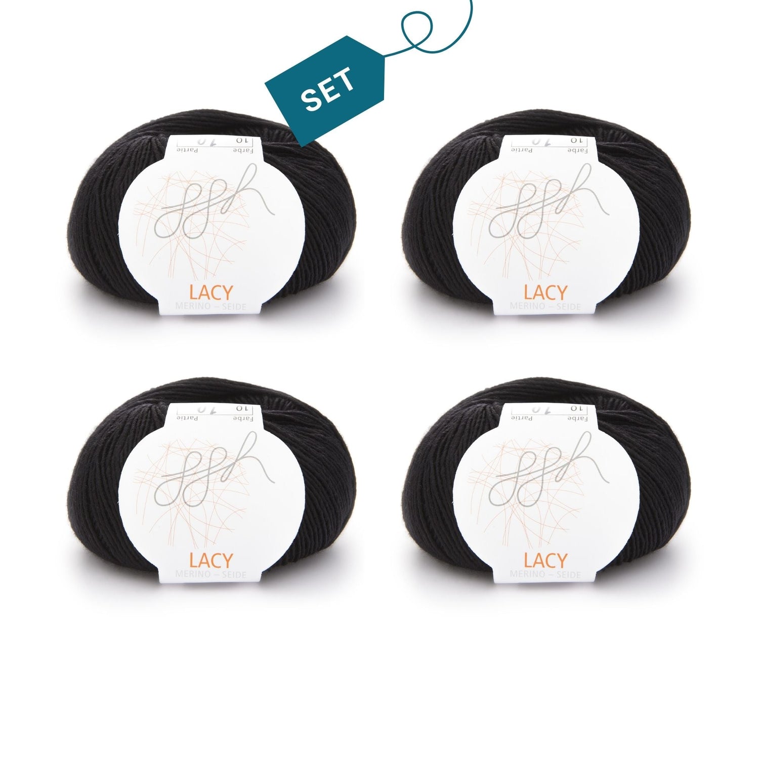 ggh Lacy | Set mit 4 x 25g (insg. 100g) - 010 - Schwarz - ggh Wolle