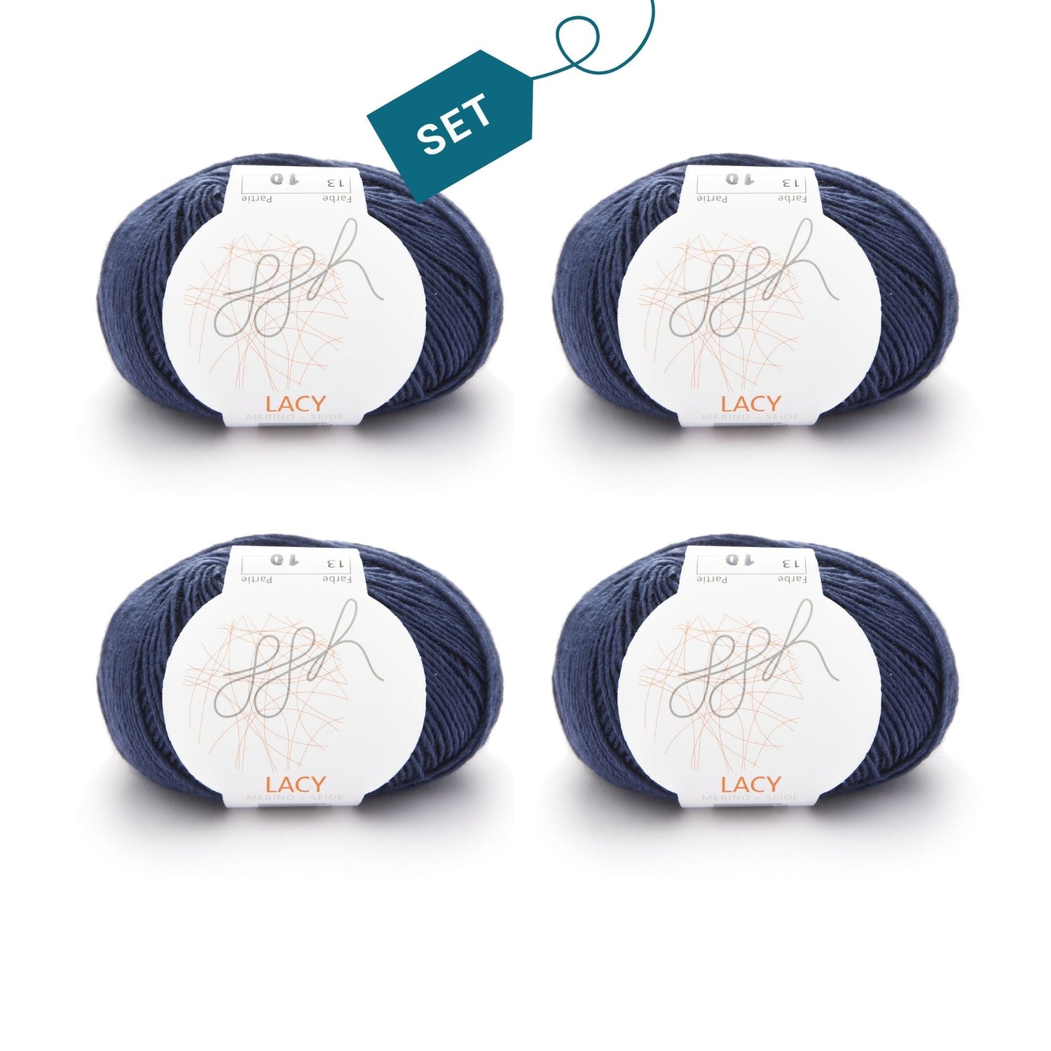ggh Lacy | Set mit 4 x 25g (insg. 100g) - 013 - Dunkelblau - ggh Wolle