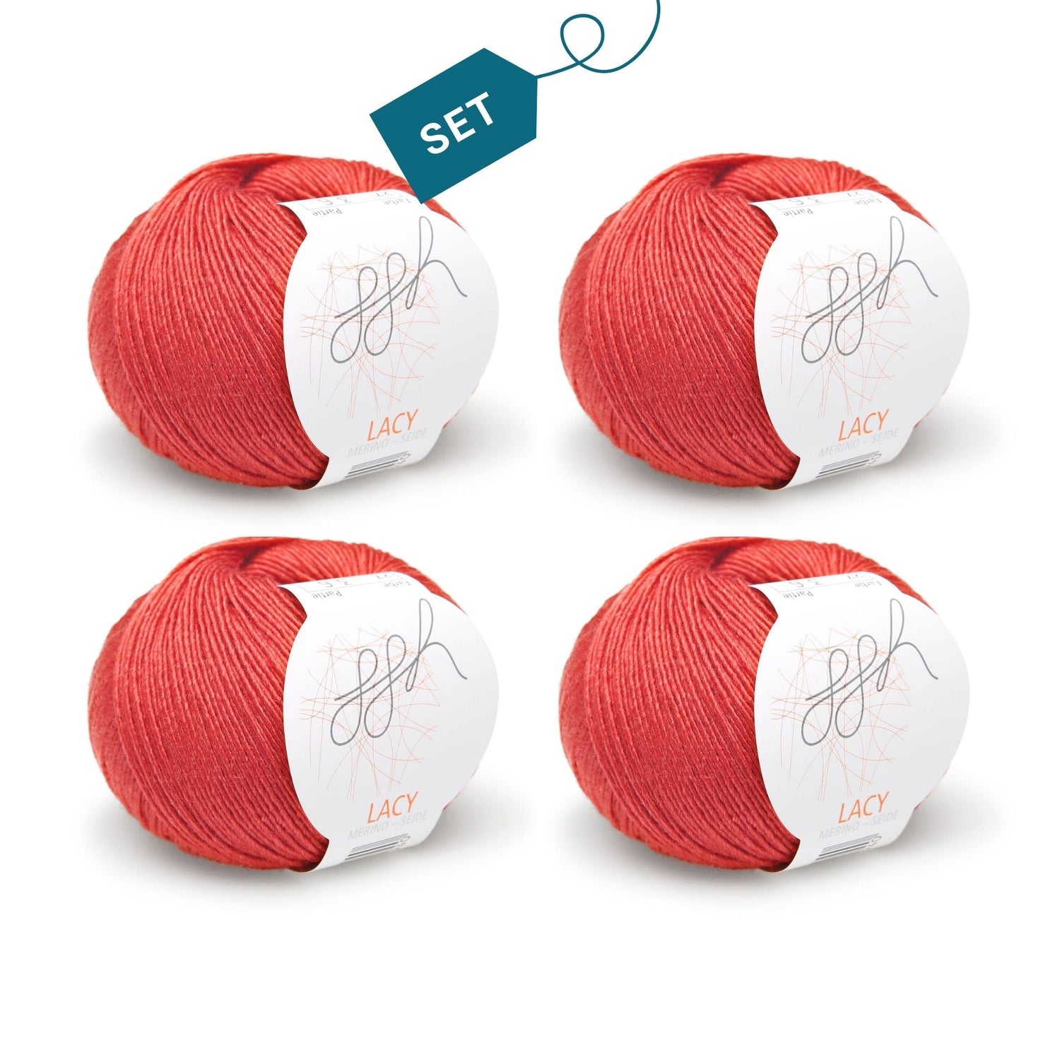 ggh Lacy | Set mit 4 x 25g (insg. 100g) - 027 - Marsrot - ggh Wolle