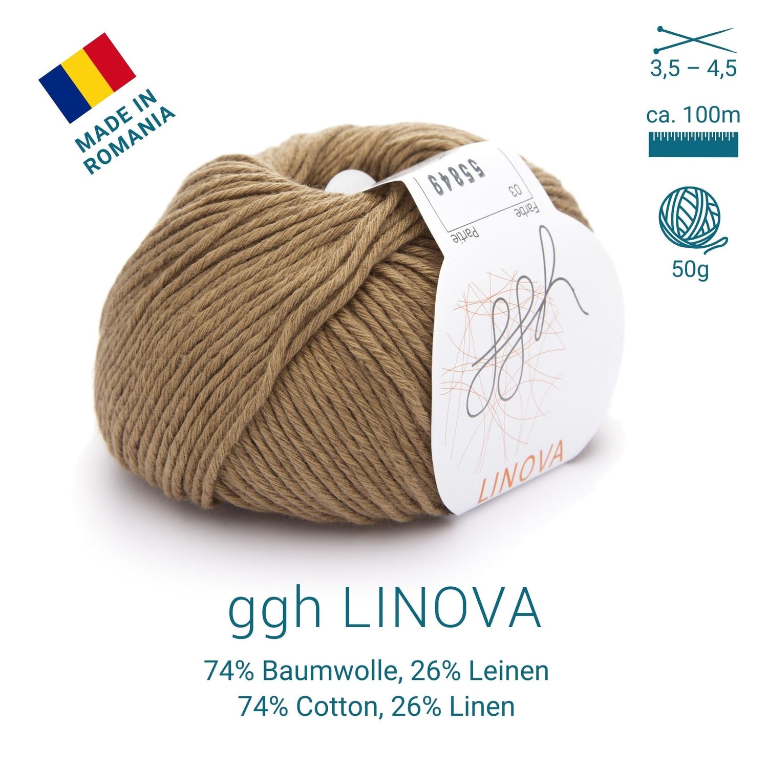 ggh Linova | 100% Baumwolle | 100m/50g | 003 - Haselnuss - ggh Wolle