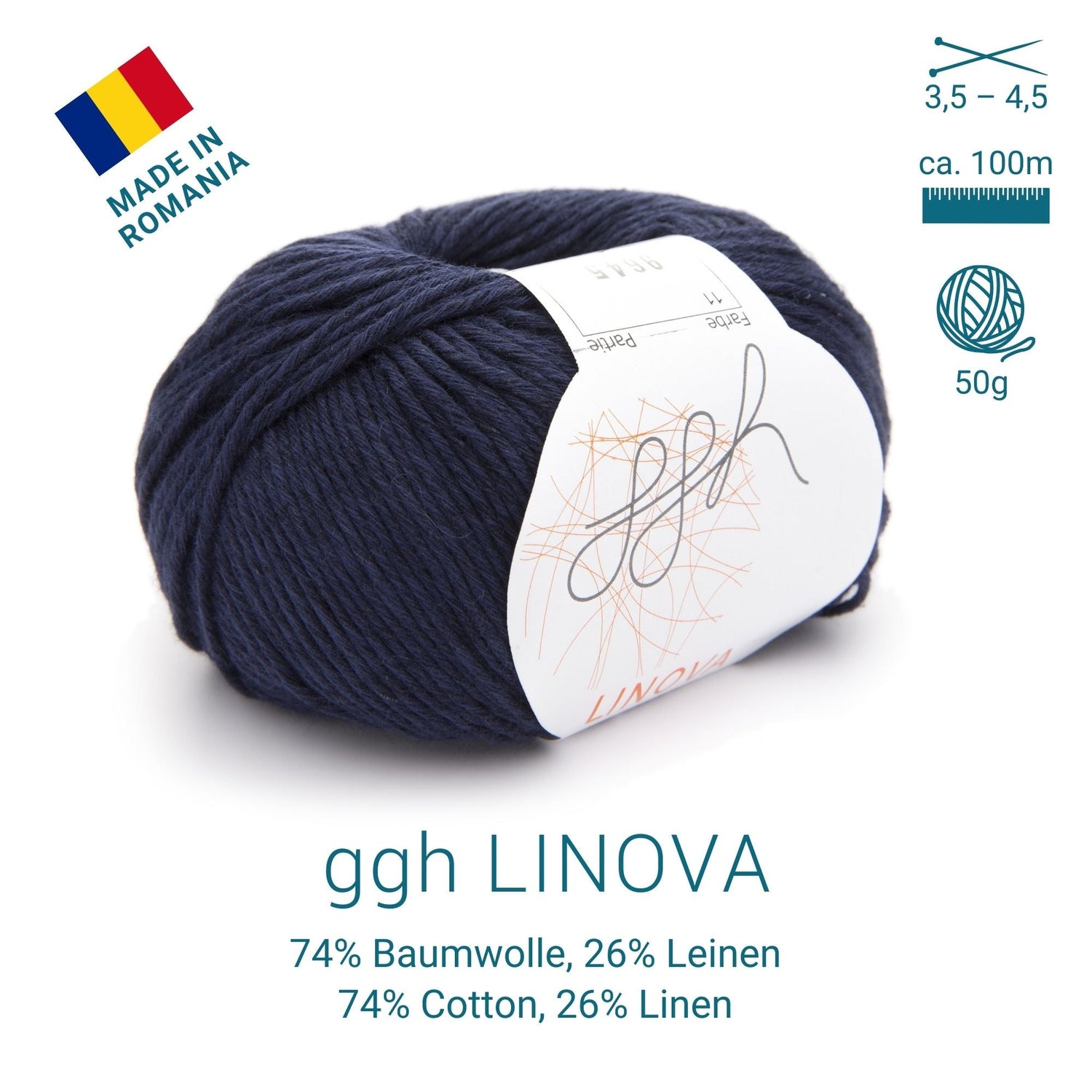 ggh Linova | 100% Baumwolle | 100m/50g | 011 - Marine - ggh Wolle