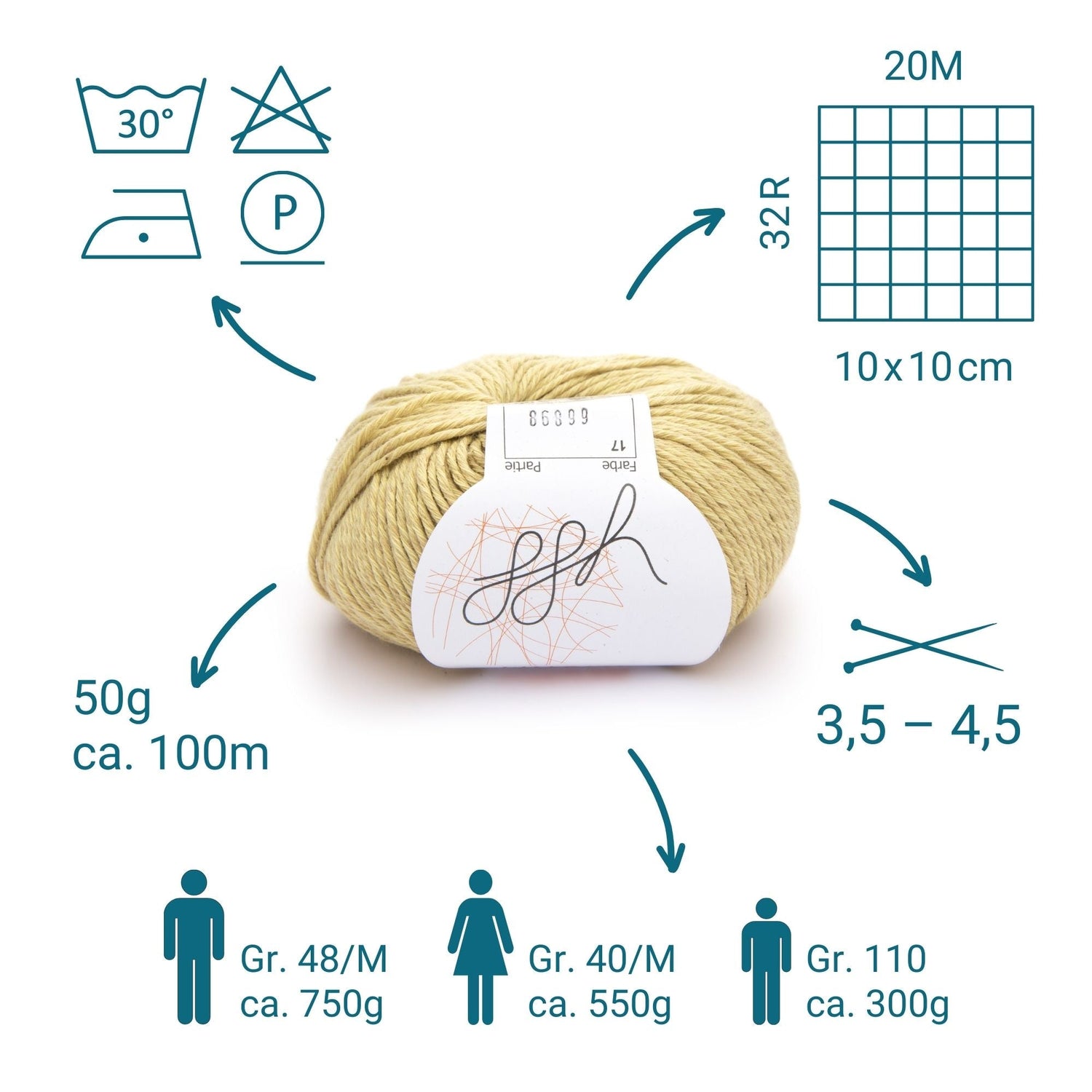 ggh Linova | 100% Baumwolle | 100m/50g | 017 - Honig - ggh Wolle