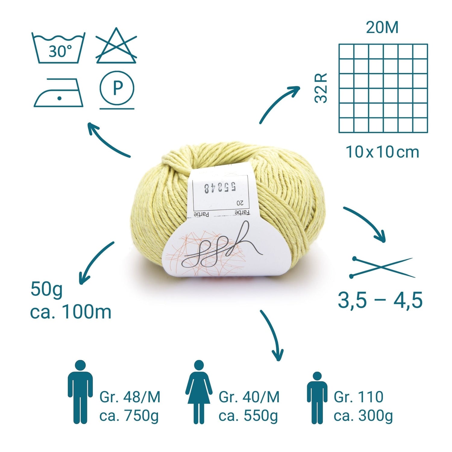 ggh Linova | 100% Baumwolle | 100m/50g | 020 - Cremegelb - ggh Wolle