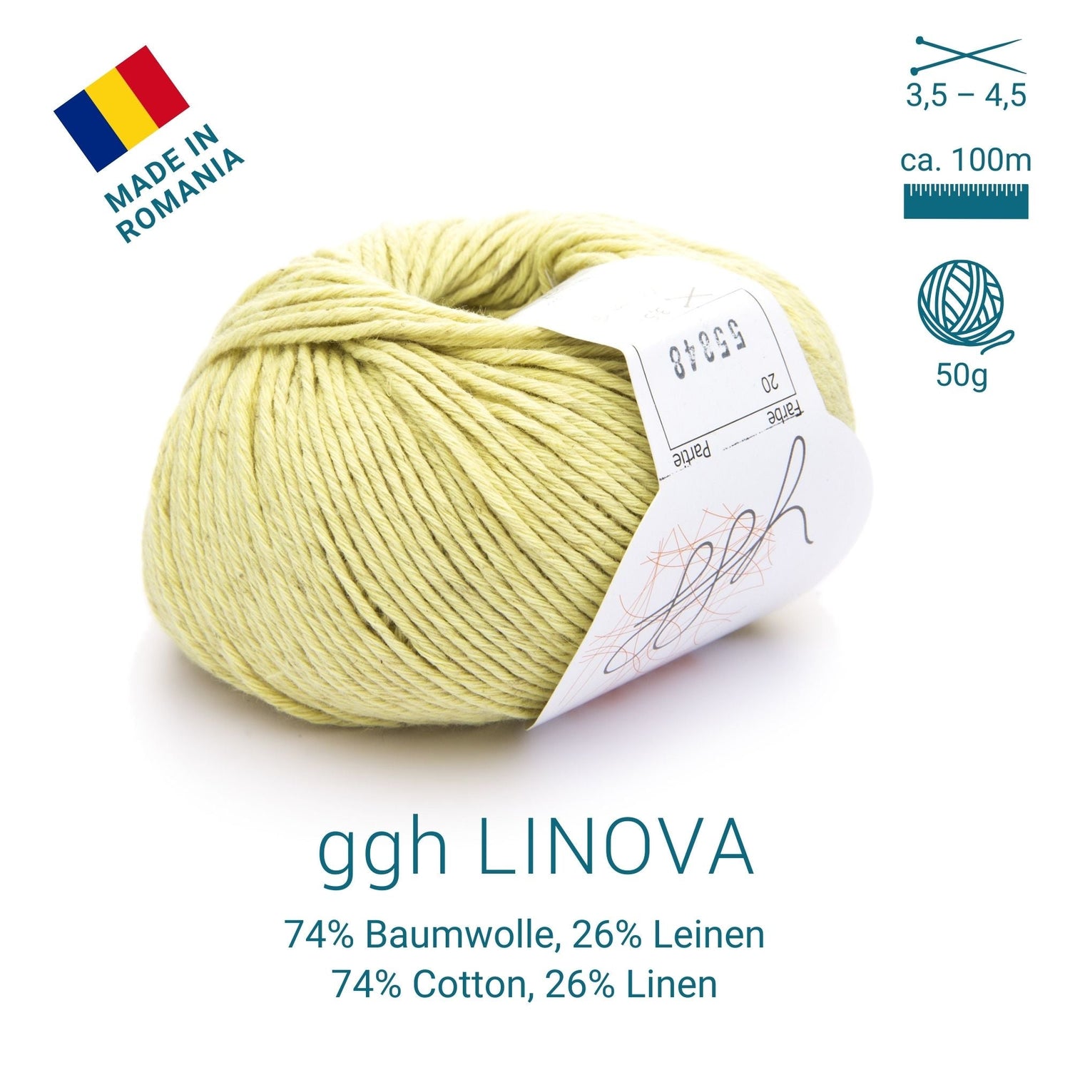 ggh Linova | 100% Baumwolle | 100m/50g | 020 - Cremegelb - ggh Wolle