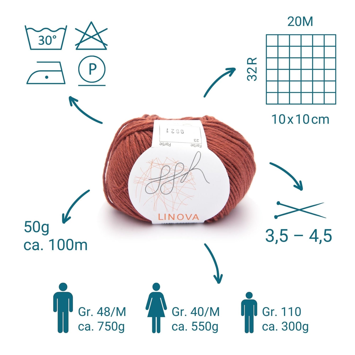 ggh Linova | 100% Baumwolle | 100m/50g | 023 - Gebranntes Ocker - ggh Wolle