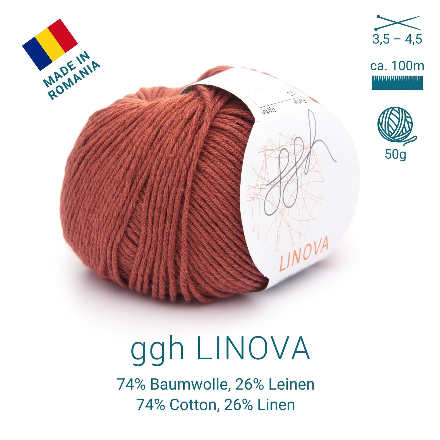 ggh Linova | 100% Baumwolle | 100m/50g | 023 - Gebranntes Ocker - ggh Wolle
